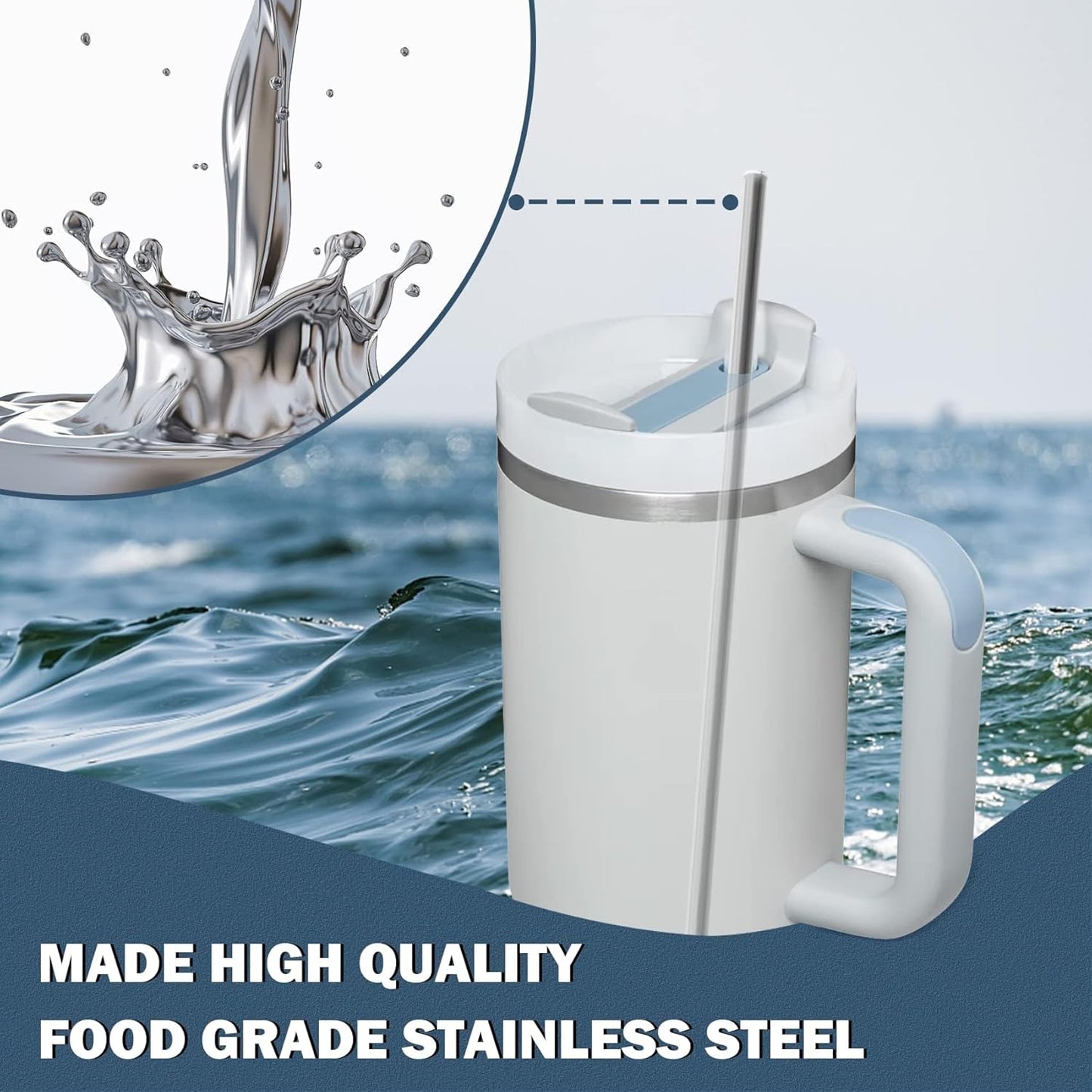 Skiennix 40oz Tumbler Straws - 6 Metal Stainless Steel Replacement Straws, 12-Inch Extra Long | 3 Straight & 3 Bent