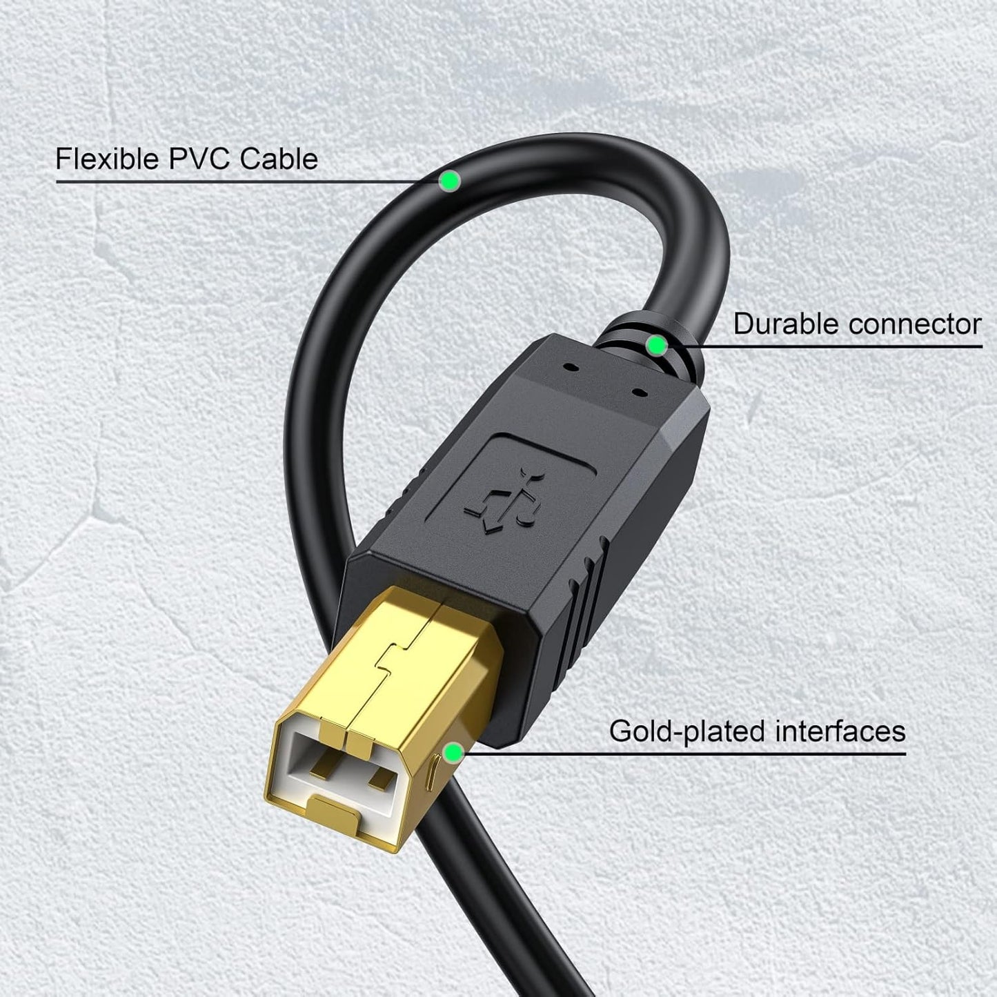 20 Printer Cable FT - USB A to USB B Printer Cable Compatible with HP, Canon, Brother, Samsung, Dell, Epson and More