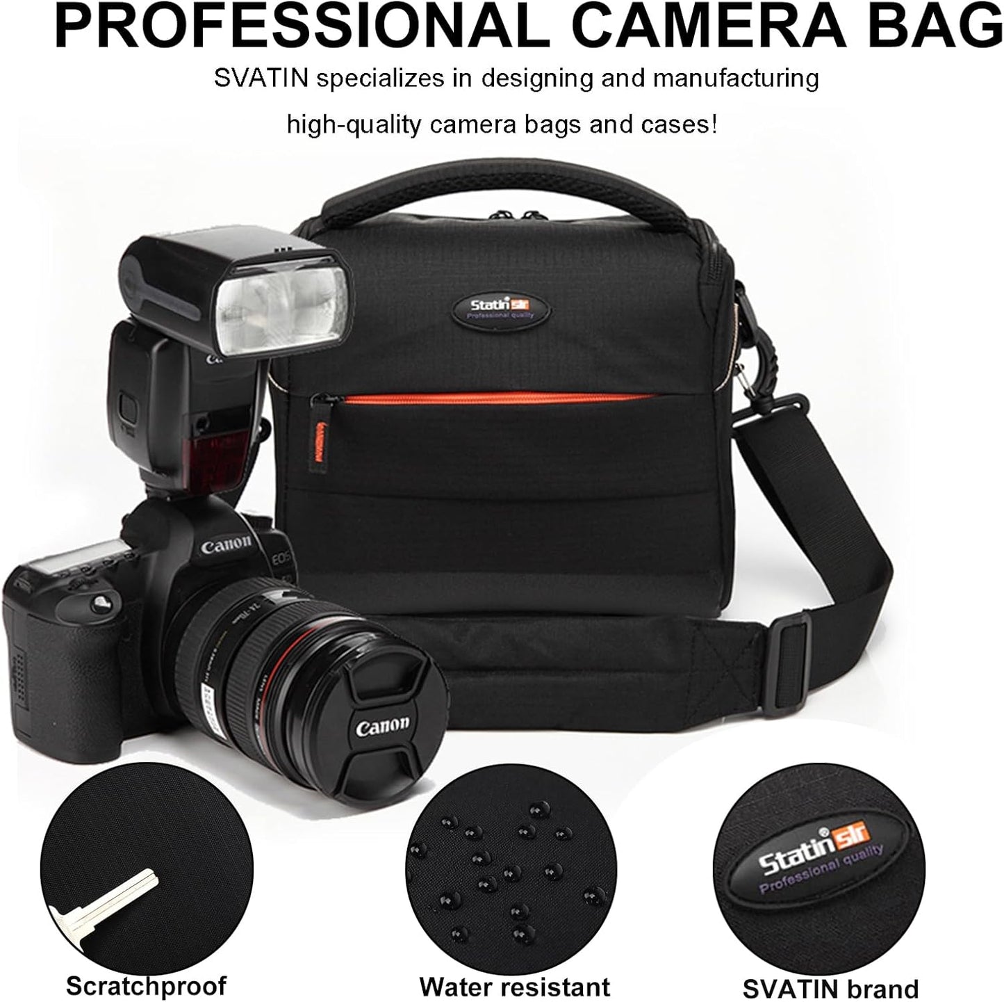 svatin Camera Shoulder Bag,Shockproof Camera Sling Lens Case,Digital DSLR SLR Mirrorless Crossbody Cameras Accessories