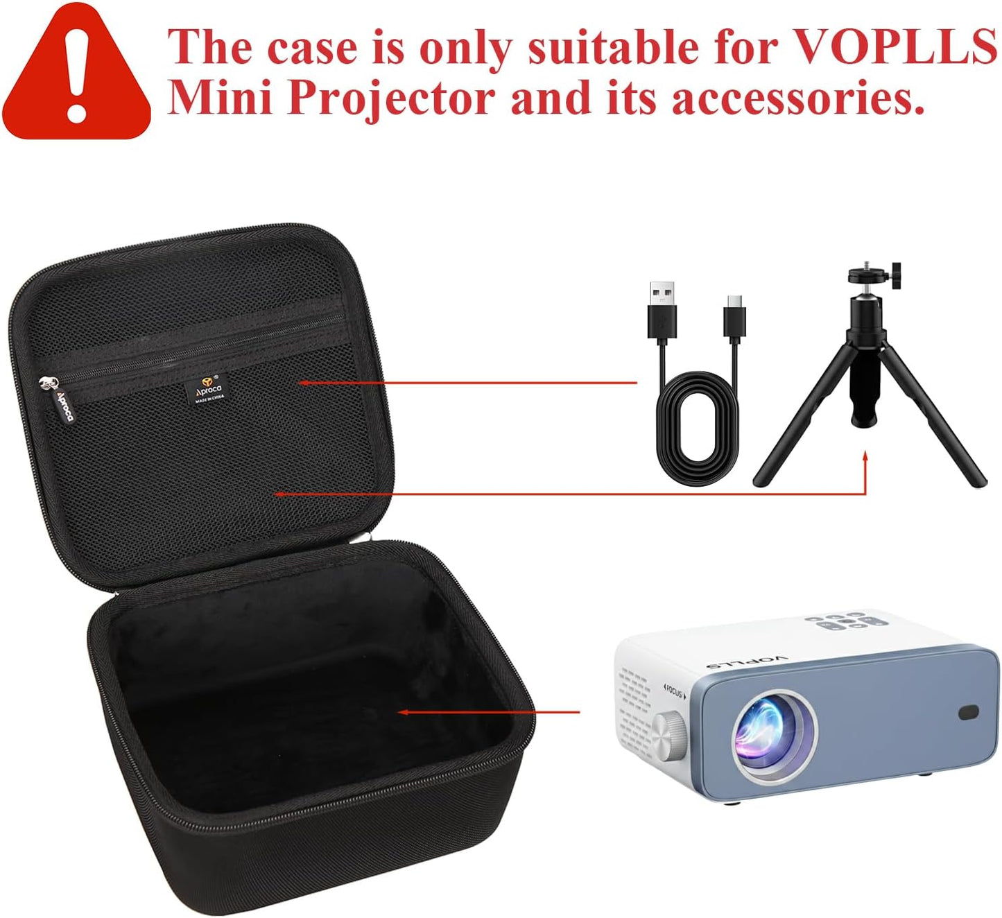 Custom Storage Case for VOPLLS Mini Projector - Portable Accessory Bag