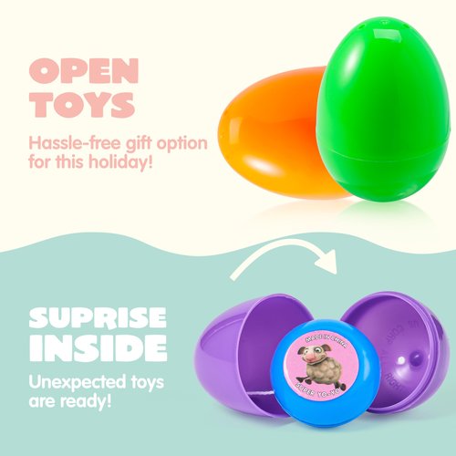JOYIN 48Pcs Easter Eggs with Toys Inside, Prefilled Easter Eggs with Popular Assorted Toys for Kids Boys Girls, Basket Stuffers Filler, Party Favors, Classroom Exchange
