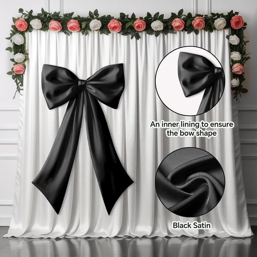 Black Bow Decor | 2-Pack Large & Small Coquette Wall Backdrop for Valentine's Day & Weddings