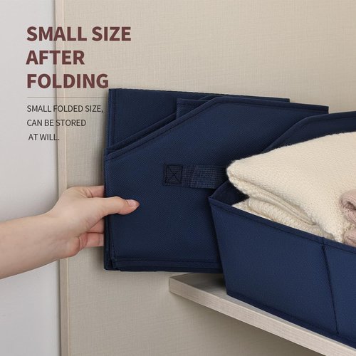 Homsorout Decorative Storage Baskets - Trapezoid Closet Bins with Handles, 10 Pack, Navy Blue