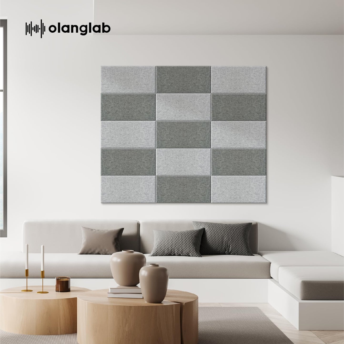 Olanglab Fiberglass Acoustic Wall Panels 4 Pack, 11.8'' x 23.6'' Sound Panels, Fabric Wrapped Sound Proof Panels for Walls (Dark Grey)