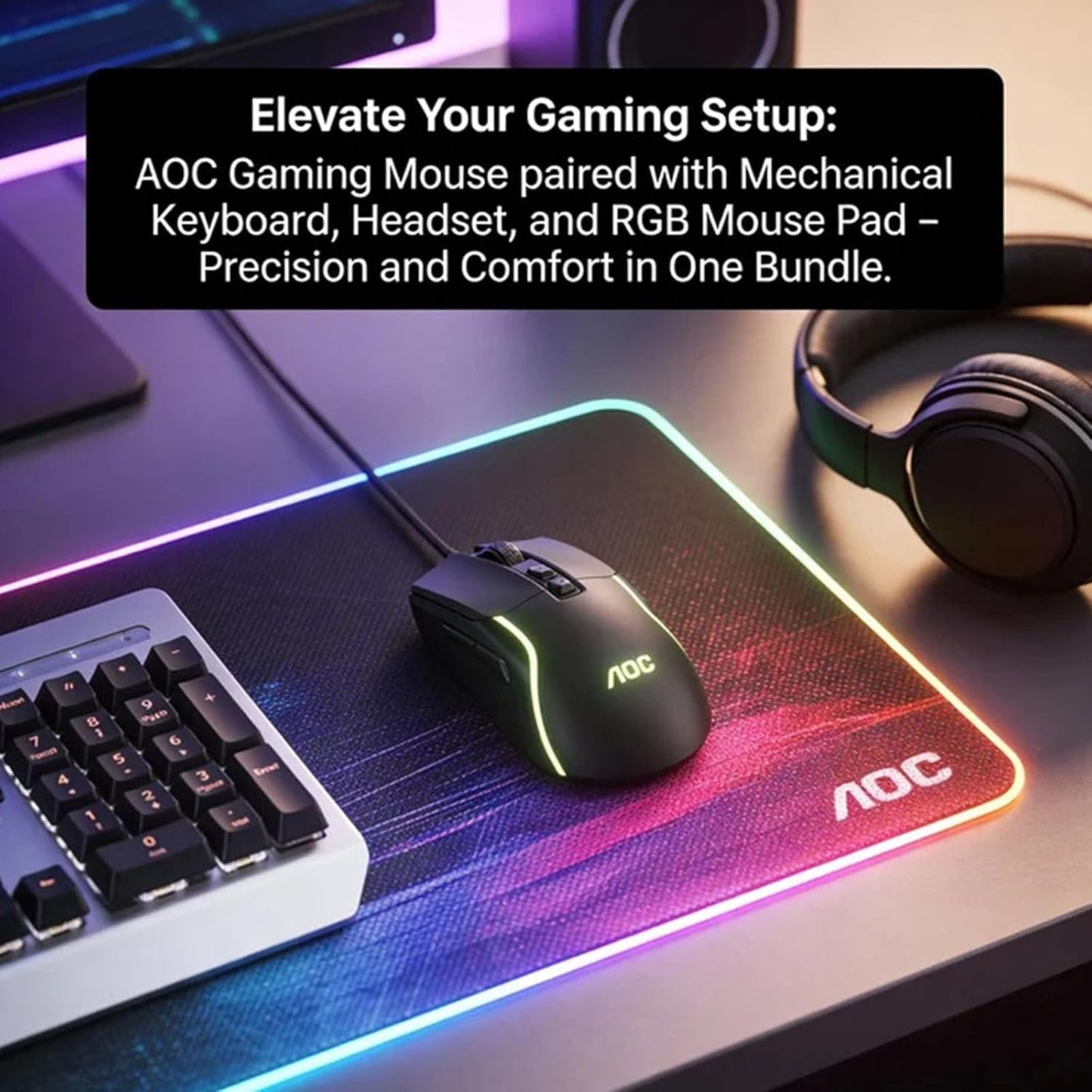 AOC 7200DPI 7 Programmable GM170 Wired Gaming Mouse, RGB Ergonomic Computer Mouse with Optical Sensor Game Corded