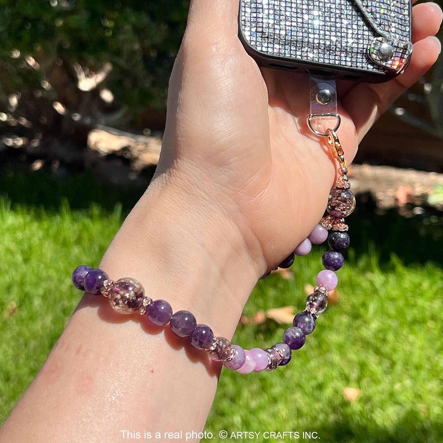 ARTSY CRAFTS INC Glow in The Dark Firefly Beads Phone Wrist Strap, CellPhone wrist lanyard Charm Wristlet Bracelet
