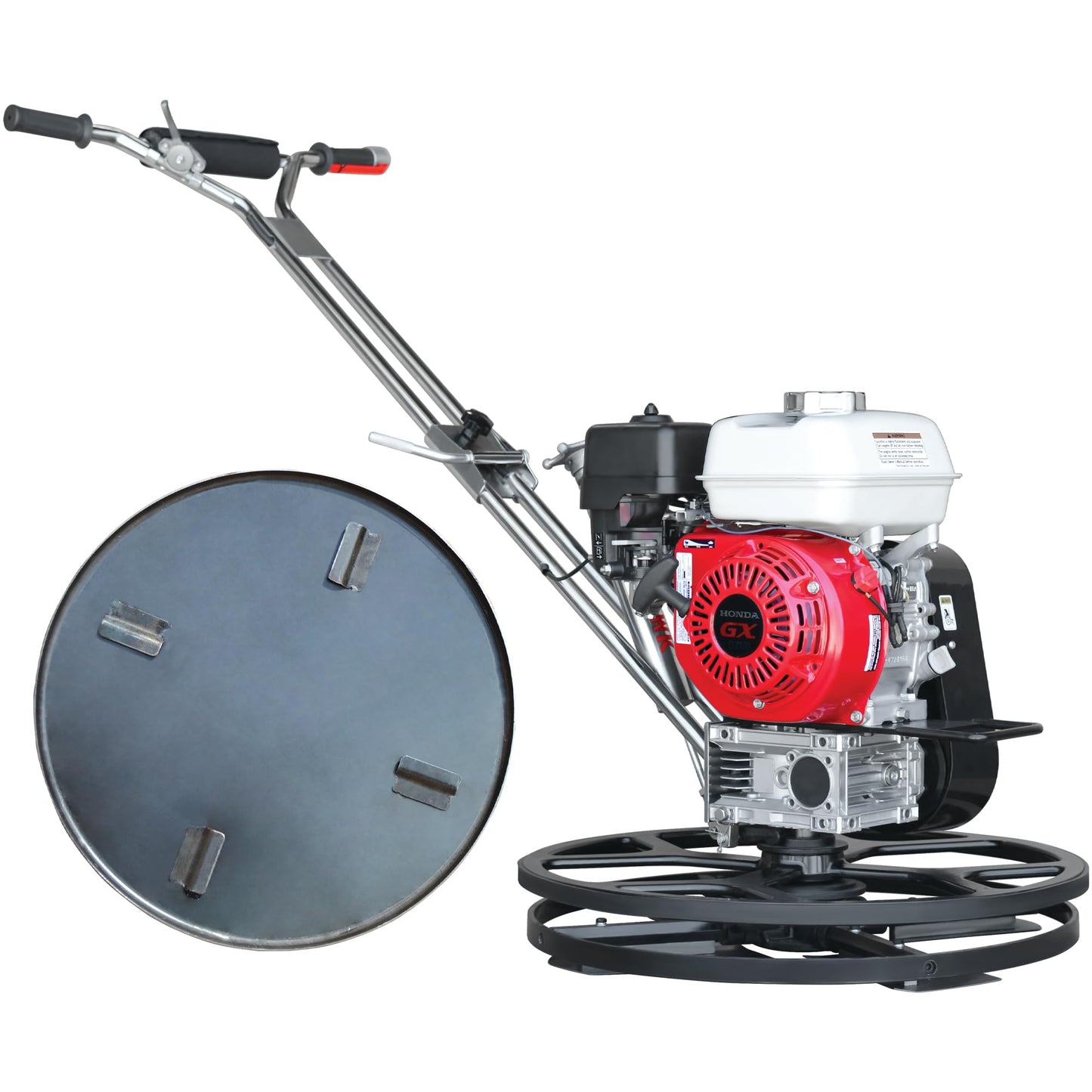 TOMAHAWK 24" Power Trowel Edger Walk Behind Gas Power 5.5 HP Honda Engine with Blades 24" Float Pan for Concrete Finishing Cement Floor Surface (24" Trowel)