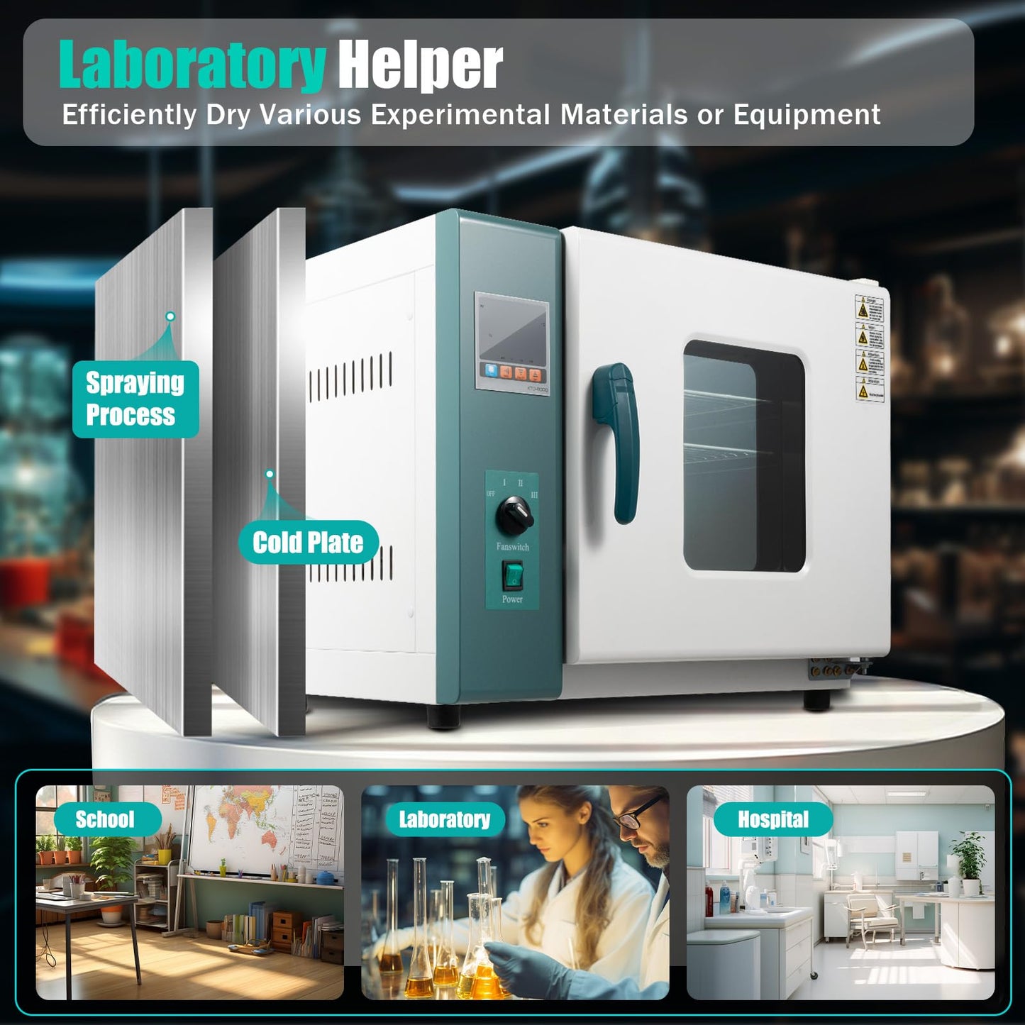 110V 1000W Lab Digital Convection Oven, 45L/12Gal Horizontal Electric Blast Drying Oven, Constant Temperature Blast Industrial Digital Forced Dryer with Intelligent Temperature Controller