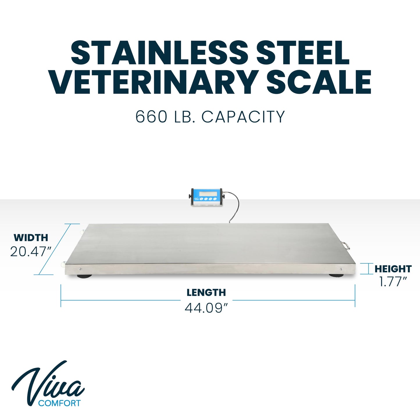 VivaComfort Veterinary and Dog Scale - Large Animal Digital Livestock Scale, 660 lbs Capacity, 44.09L x 20.47W x 1.77H