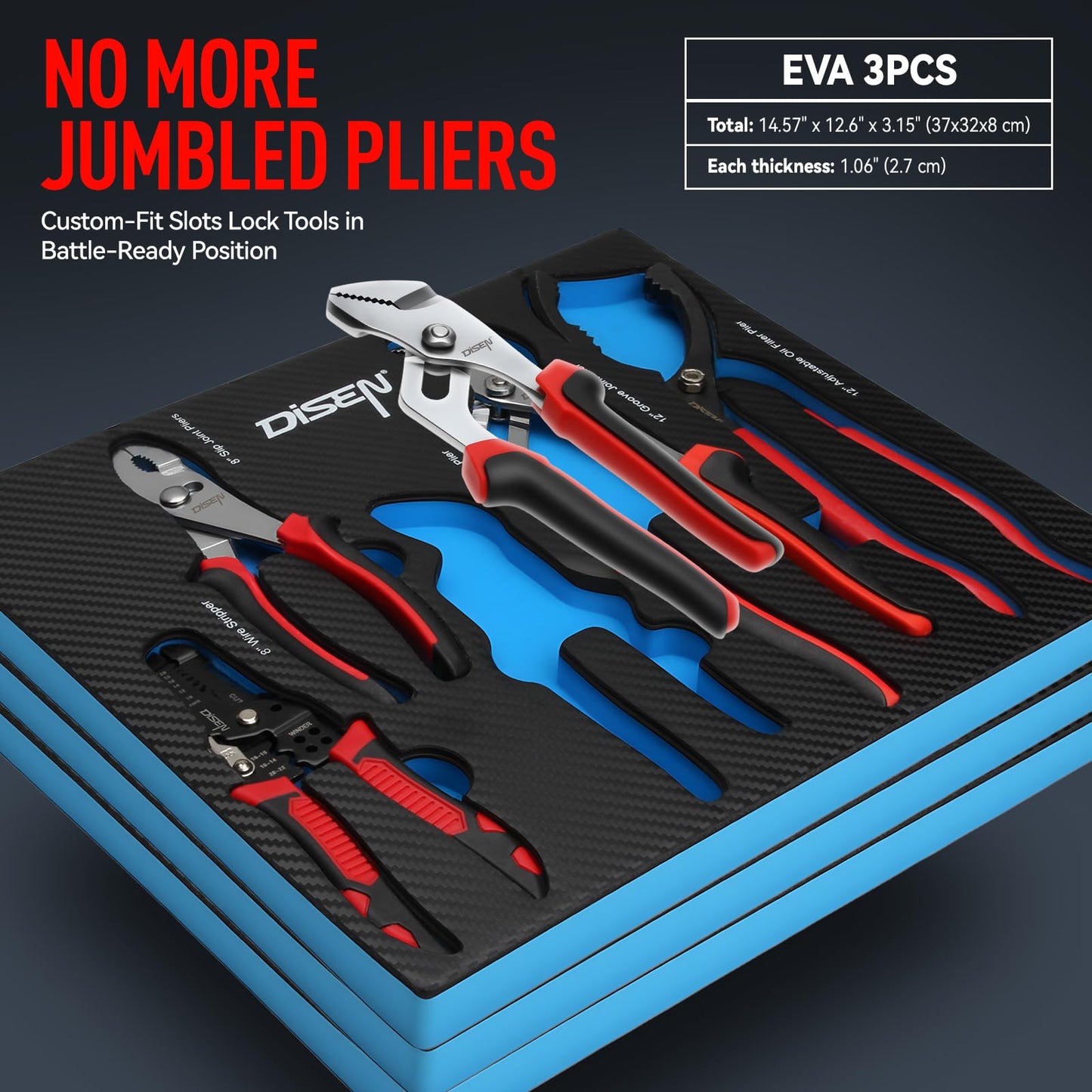DISEN Pliers Set, 21 Pieces Full Assortment of Plier with EVA, Versatile Pliers Tool Set for Plyers Ideal as Home Use, Holiday, Fathers' Day Gift