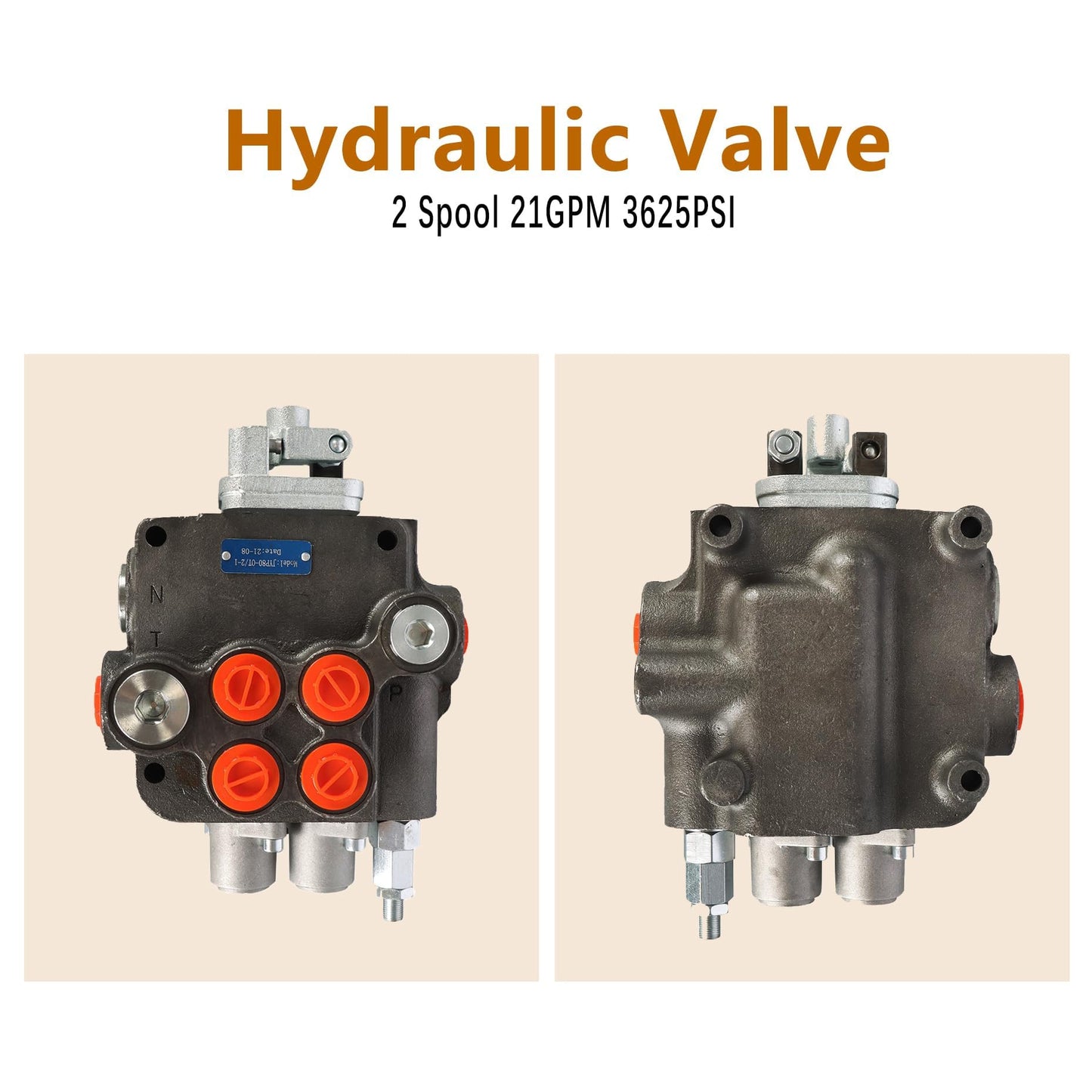 kimllier 2 Spool Hydraulic Valve 21GPM 3625PSI Hydraulic Directional Control Valve w/Joystick SAE Ports Double Acting Valve