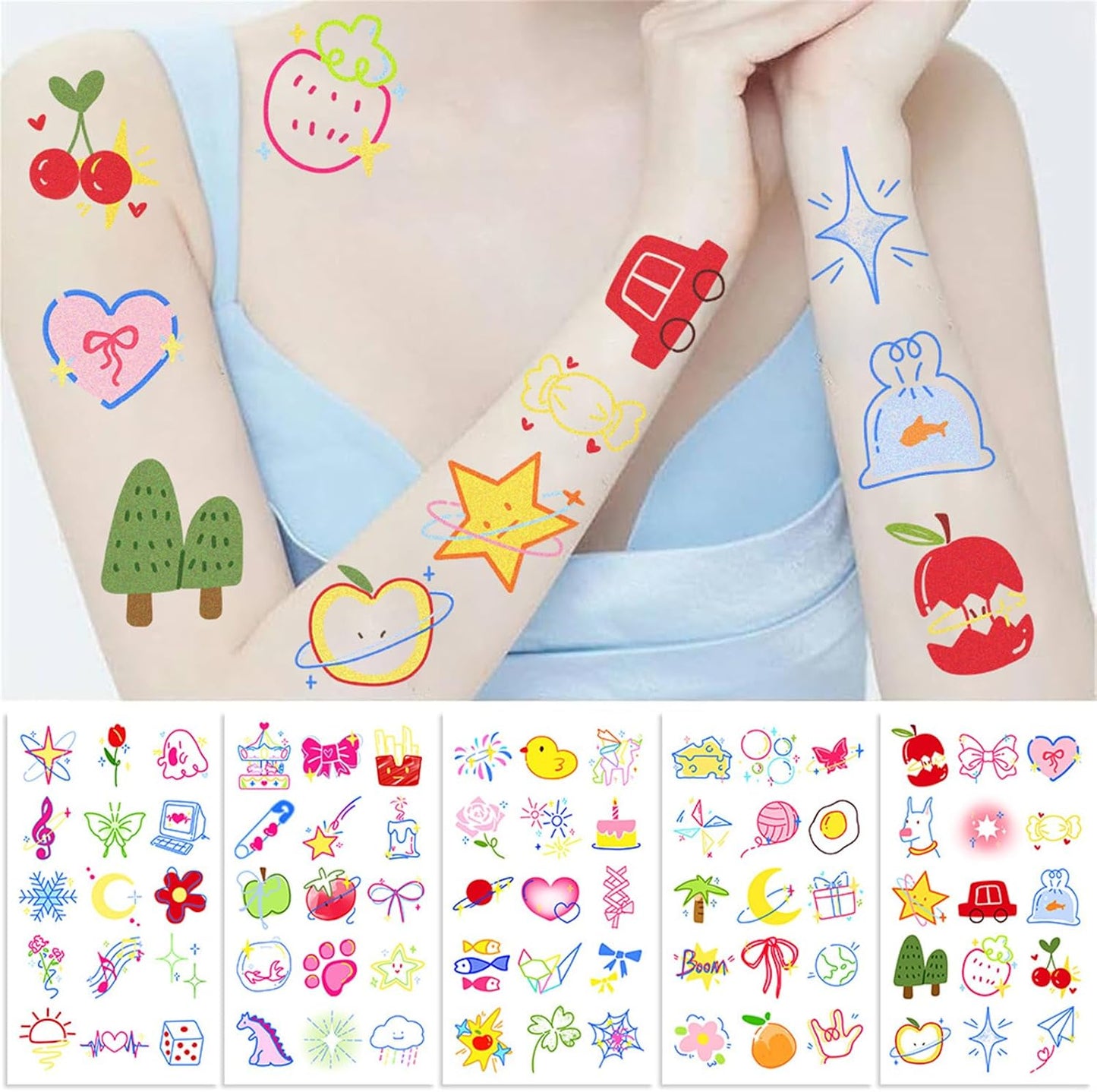 Luziwiox 10 (colourful-A2) teenagers Temporary Tattoos Sticker for Kids Designs | Waterproof Temporary Tattoos toys