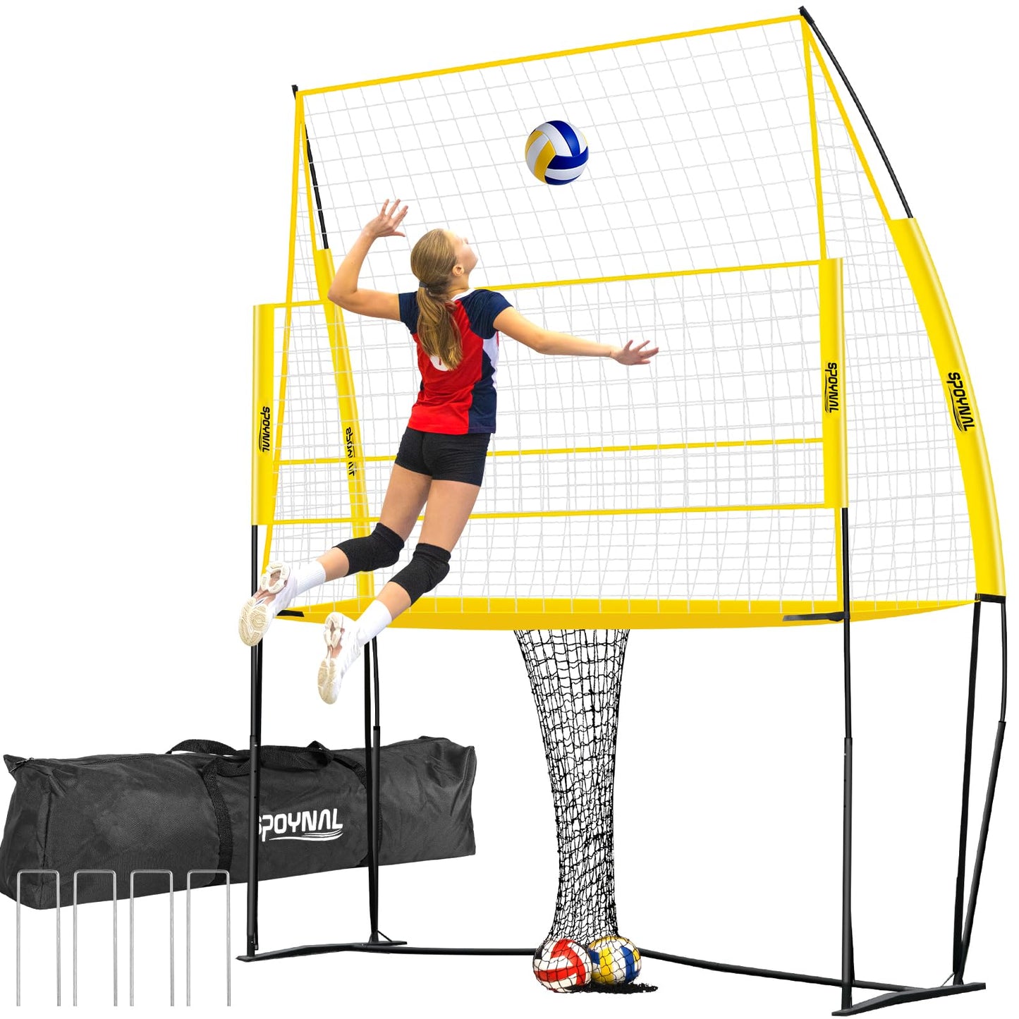Volleyball Training Equipment, Adjustable Height Volleyball Net for Backyard Training - Portable Outdoor Volleyball Set with Durable Net & Tool-Free Setup for Serving, Hitting, and Spiking Practice