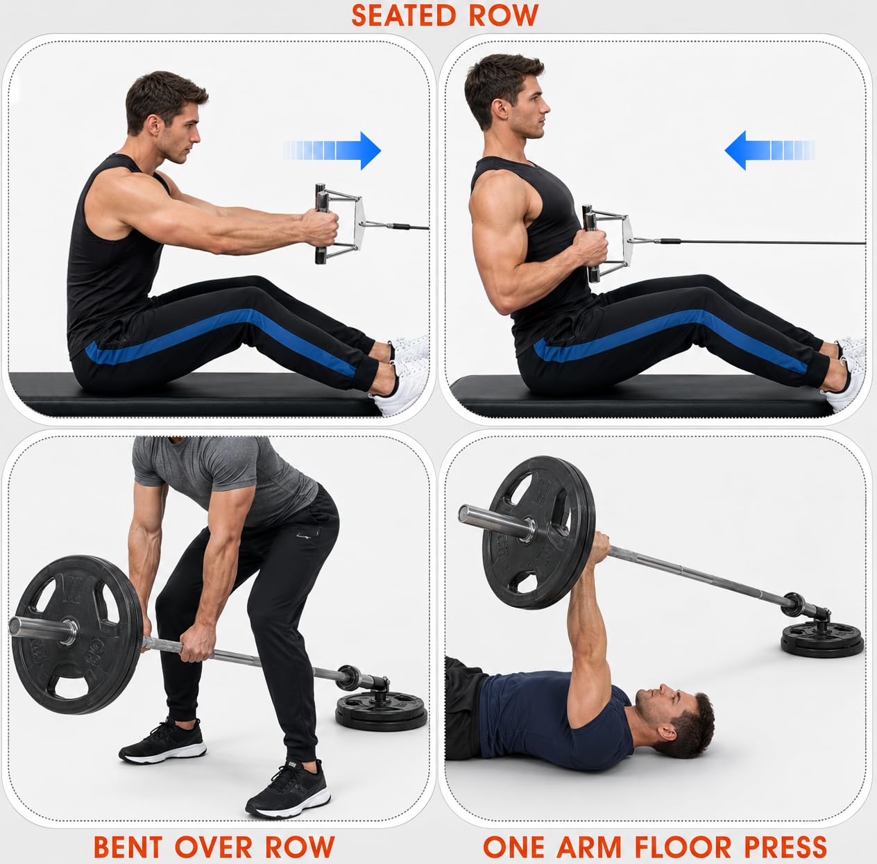 Yes4All Landmine Attachment for 1" & 2" Barbells with Weight Plate Holder, 360 Swivel & Heavy Duty Steel Construction for T-Bar Rows, Presses & Storage, 8"x4" Pivot Sleeve & Double D Handle Combo