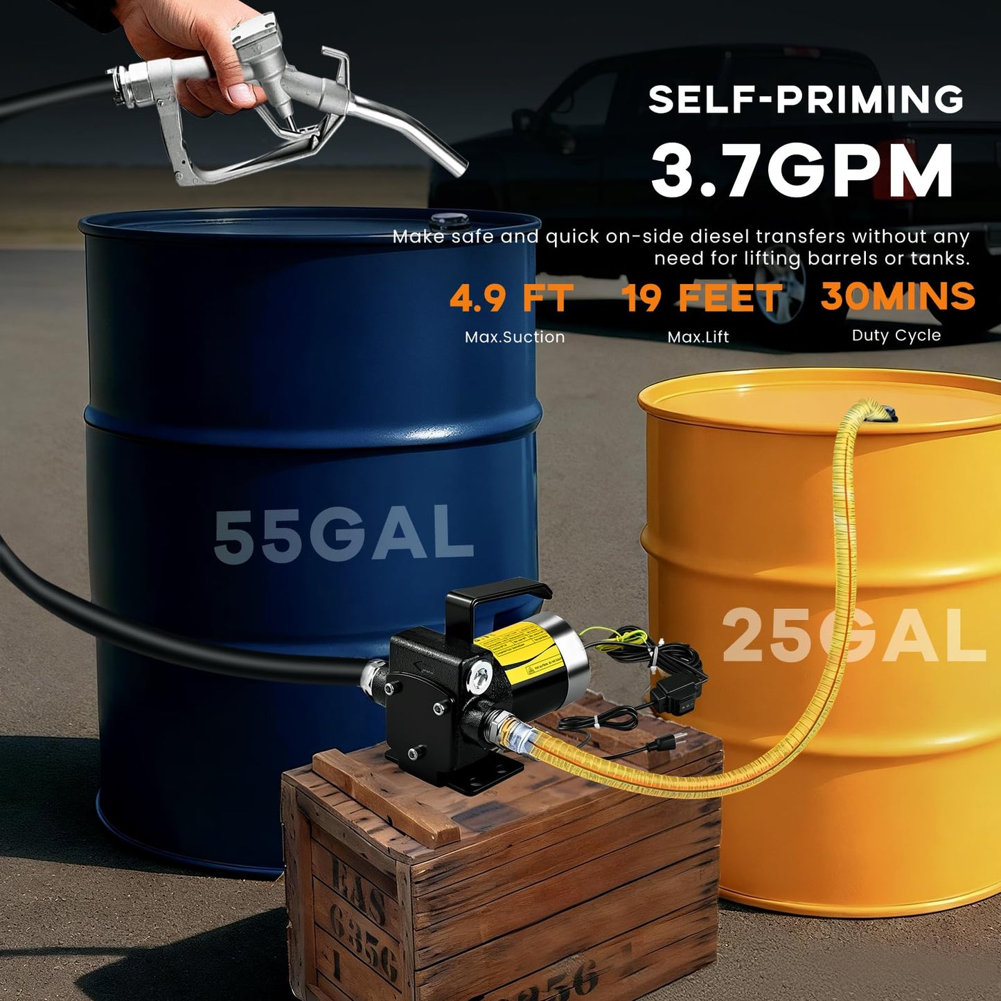 110V AC Gasoline Fuel Pump Kit, Self-priming Fuel Transfer Pump, Reversible Pumping, Overheat Protection, Explosion-proof, Suitable for Gasoline, Diesel, Mineral Oil, Kerosene