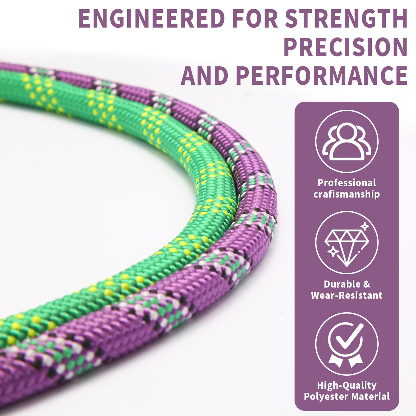 Arborist Rope Tree Climbing Rope(1/2 Inch x 100ft) 48 Strands Bull Rope for Construction Climbing Swing Sailing