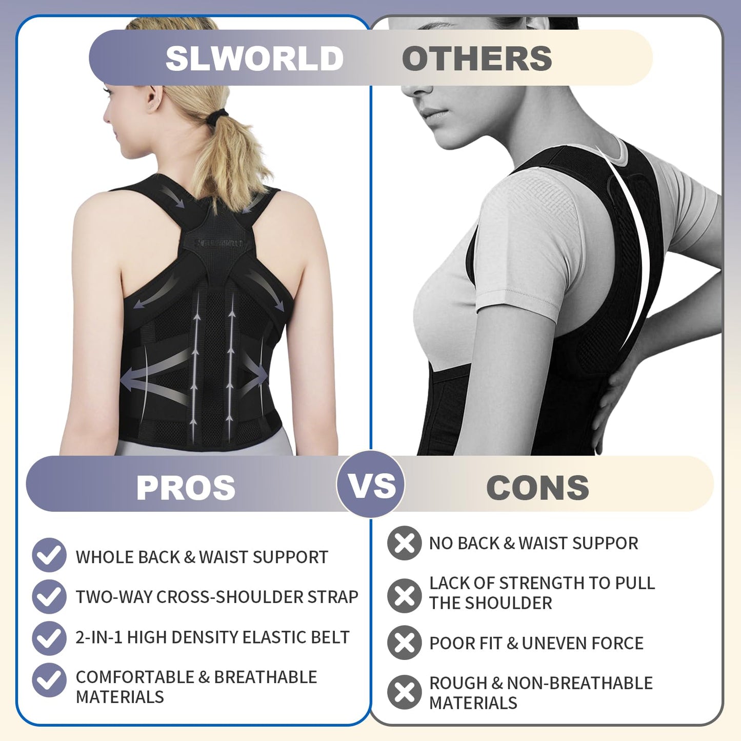 Posture Corrector for Women and Men Upgraded Back Brace, Adjustable Back Support for Upper and Lower Back Pain Relief, Shoulder Straightener for Hunchback, Scoliosis, Lumbar, Spine (Black, Large)