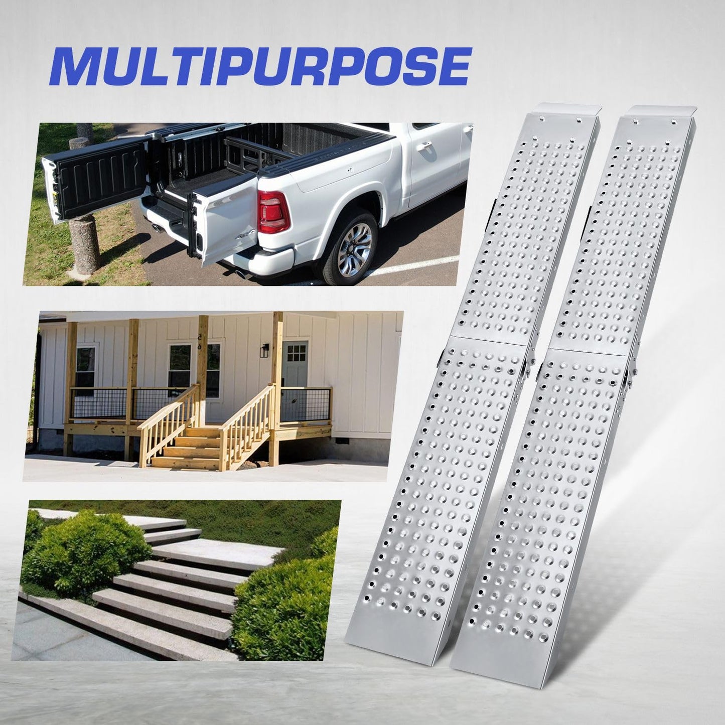 DNA Motoring Heavy Duty Folding Ramps, 880 lbs Capacity 70" x 9", Multi Use Ramp for Motorcycle, ATV, Lawn Mower, Tractor Loading and Maintenance, Home & Commercial, TOOLS-00819