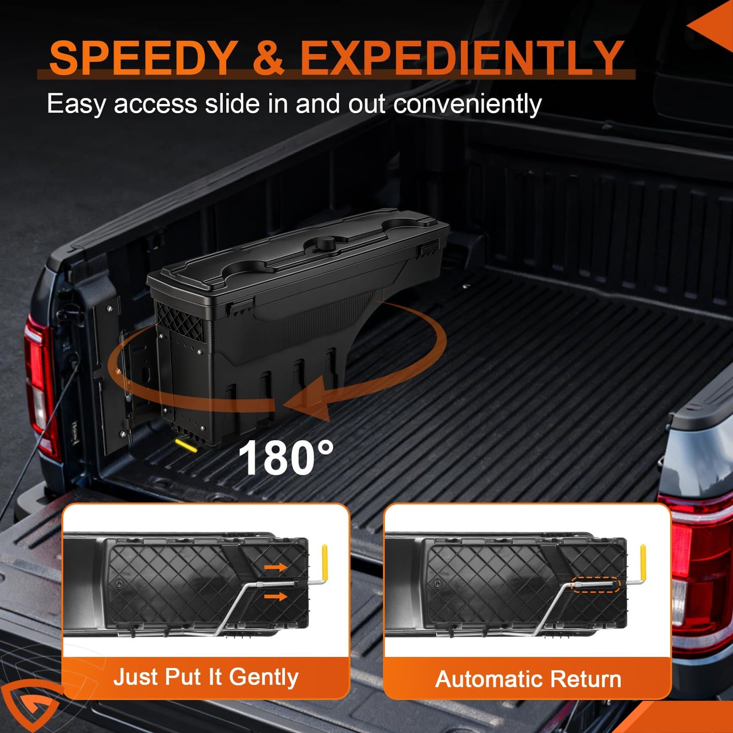 GEARLAST Truck Bed Storage Box With Password Lock For 2015-2025 Ford F-150, Drivers Side,30L, Black