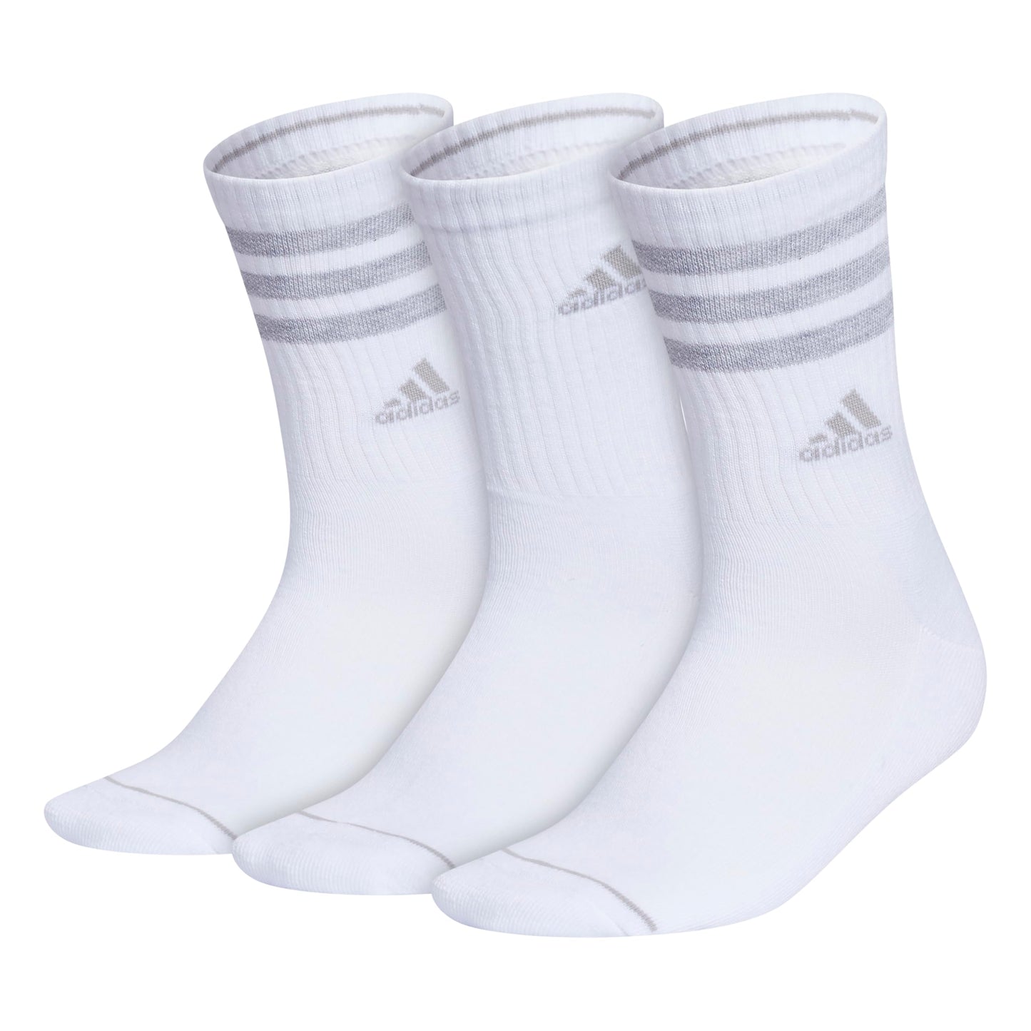 adidas Women's Crew Socks with Arch Compression 3-Pack, Comfortable, Sweat-Wicking, Stylish 3-Stripe