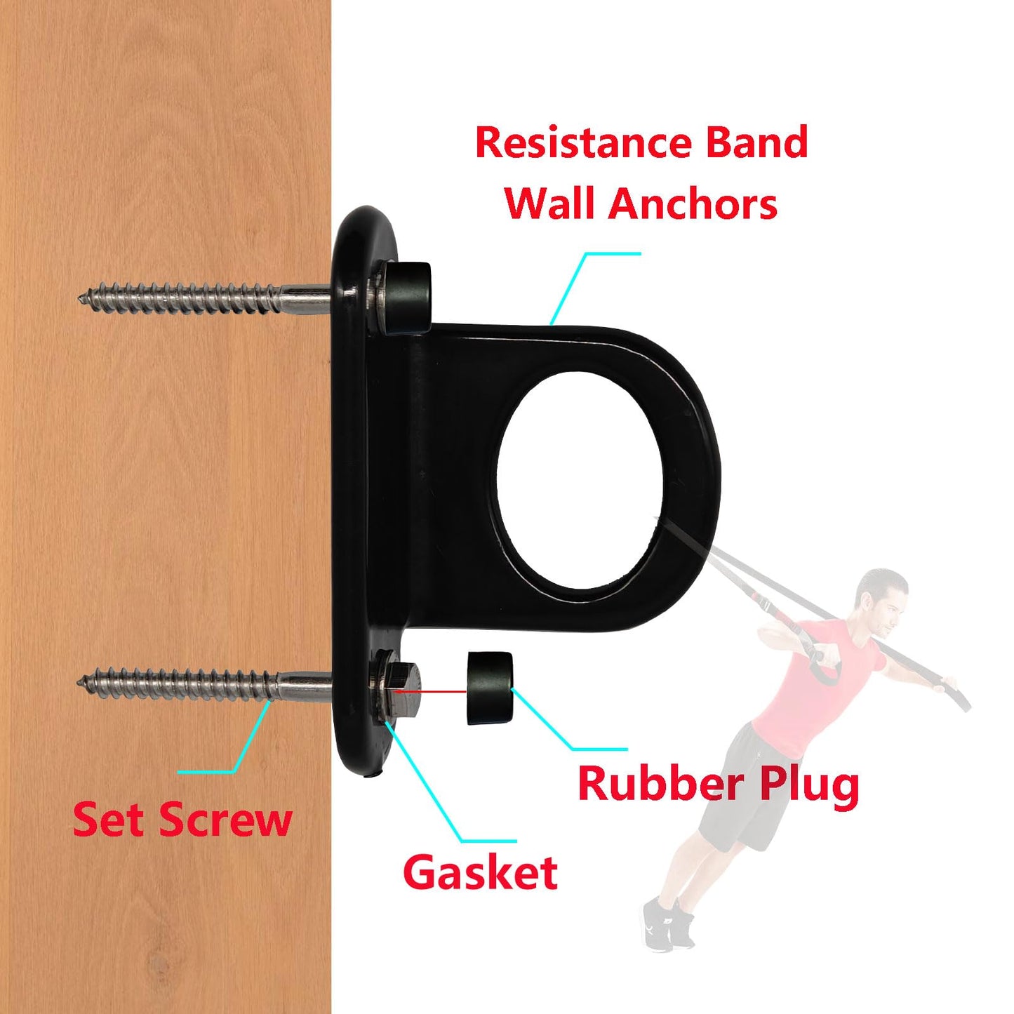 Resistance Band Wall Anchor (3PCS), Wall Mount Hooks for Home Workouts, Yoga, Gym, Stretch Straps & Suspension Trainers