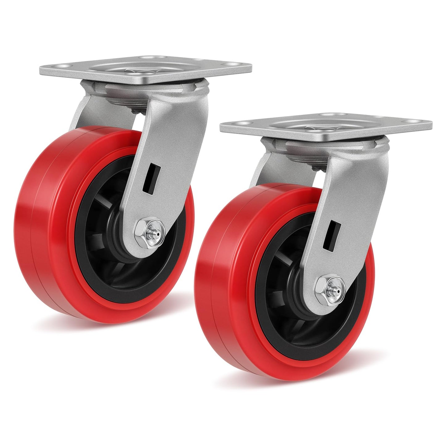 HANDSAMMU 5 inch Industrial Casters-Polyurethane on Polypropylene Swivel Casters, Heavy Duty Casters with 1000 lb Capacity, Caster Wheels for Toolbox, Workbench, Industrial Equipment(2 Pack Swivel)