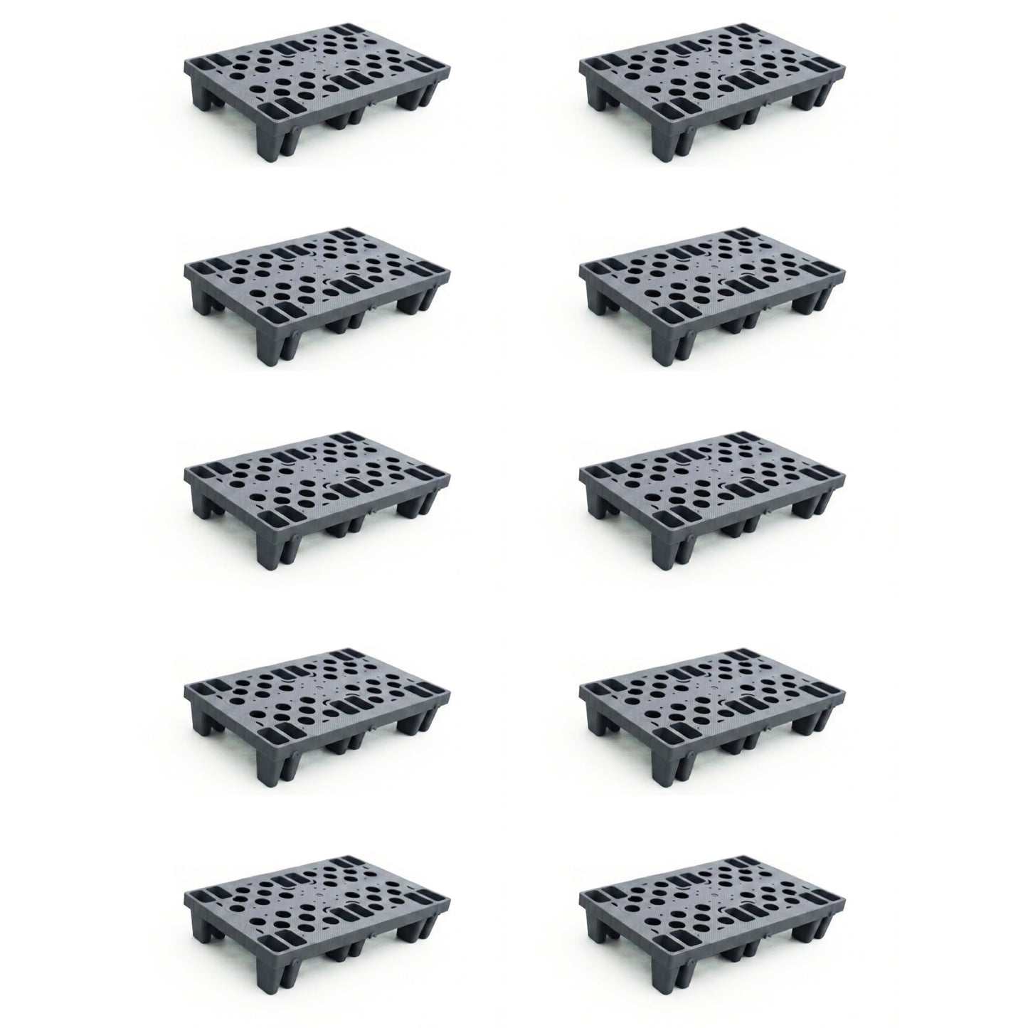 Heavy Duty Plastic Pallets, Grey Interlocking Storage Platforms with Breathable Grid Design, 11.8 x 19.7 x 3.9 Inches, 10 Pack, Indoor Outdoor Use for Basement Storage, Storage Shed, Warehouse