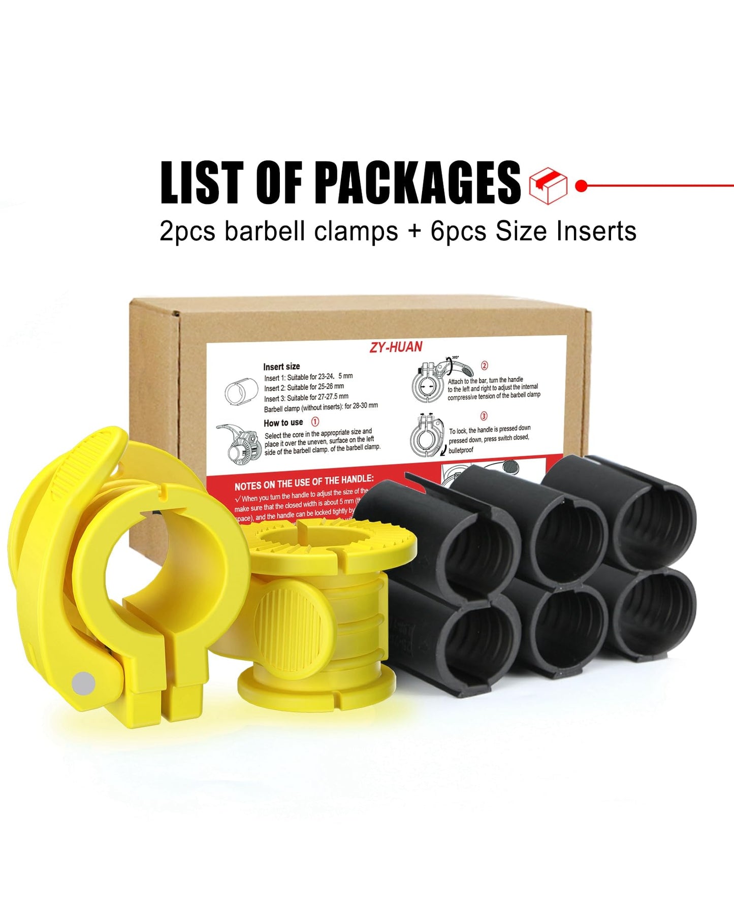 ZY-HUAN Barbell Clips 1 inch Barbell Clamps 0.9-1.18inch Quick Release Weight Clips for Bars Multi-Size Adjustable Olympic Barbell Clamps (Yellow)