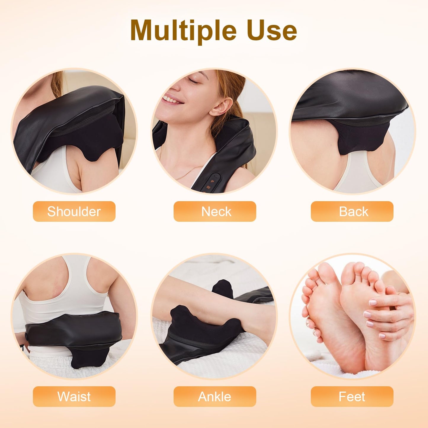 ETBOBDE Neck Massager with Heat Cordless Electric Shiatsu Neck and Shoulder Massager for Pain Relief Deep Tissue Lower Back Massage, Chair Office Home Car Gift