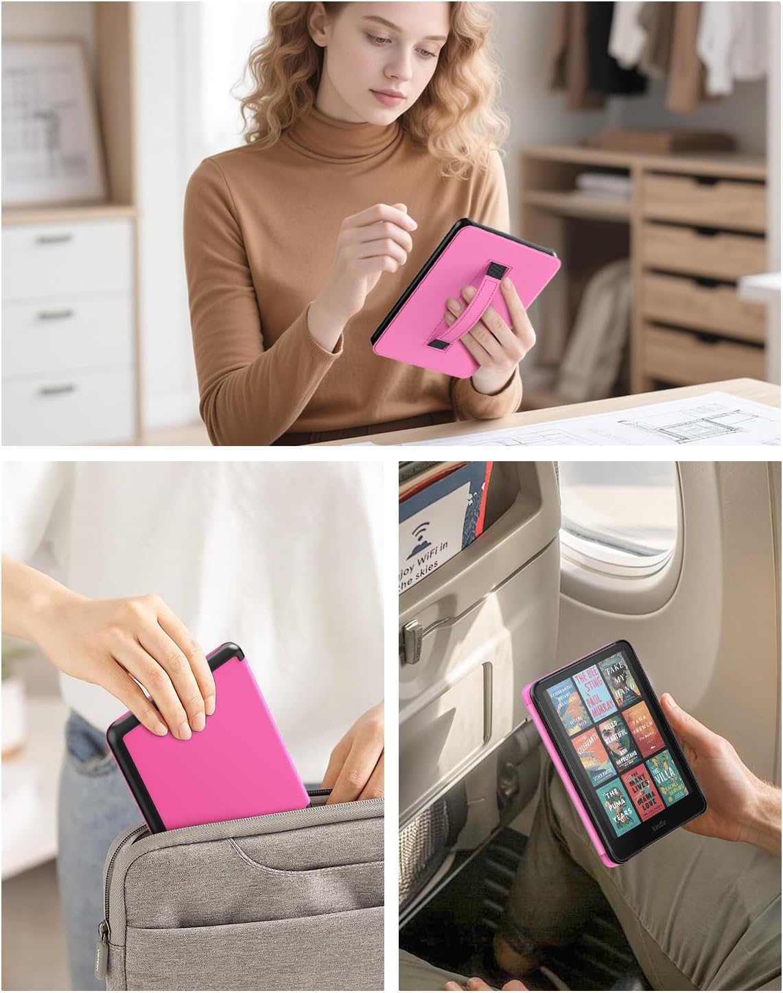 MoKo 7" Reader(12th 2024) 2024/2025, Case for Ebook Gen and E-Reader Lightweight Shell Cover with Hand Strap Auto