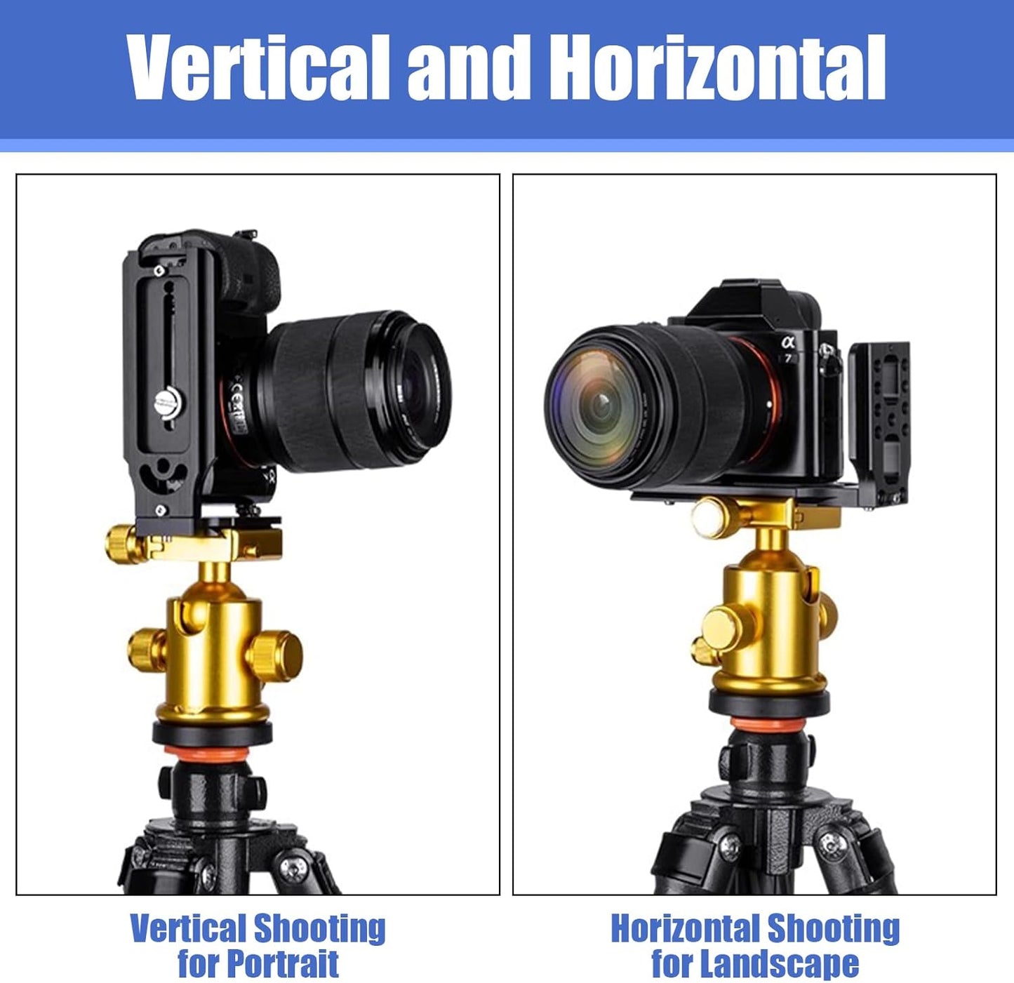 Uelkr 1/4" DSLR Camera L Bracket Quick Release Plate Vertical Horizontal Switching Tripod with Screw, Camera Mount