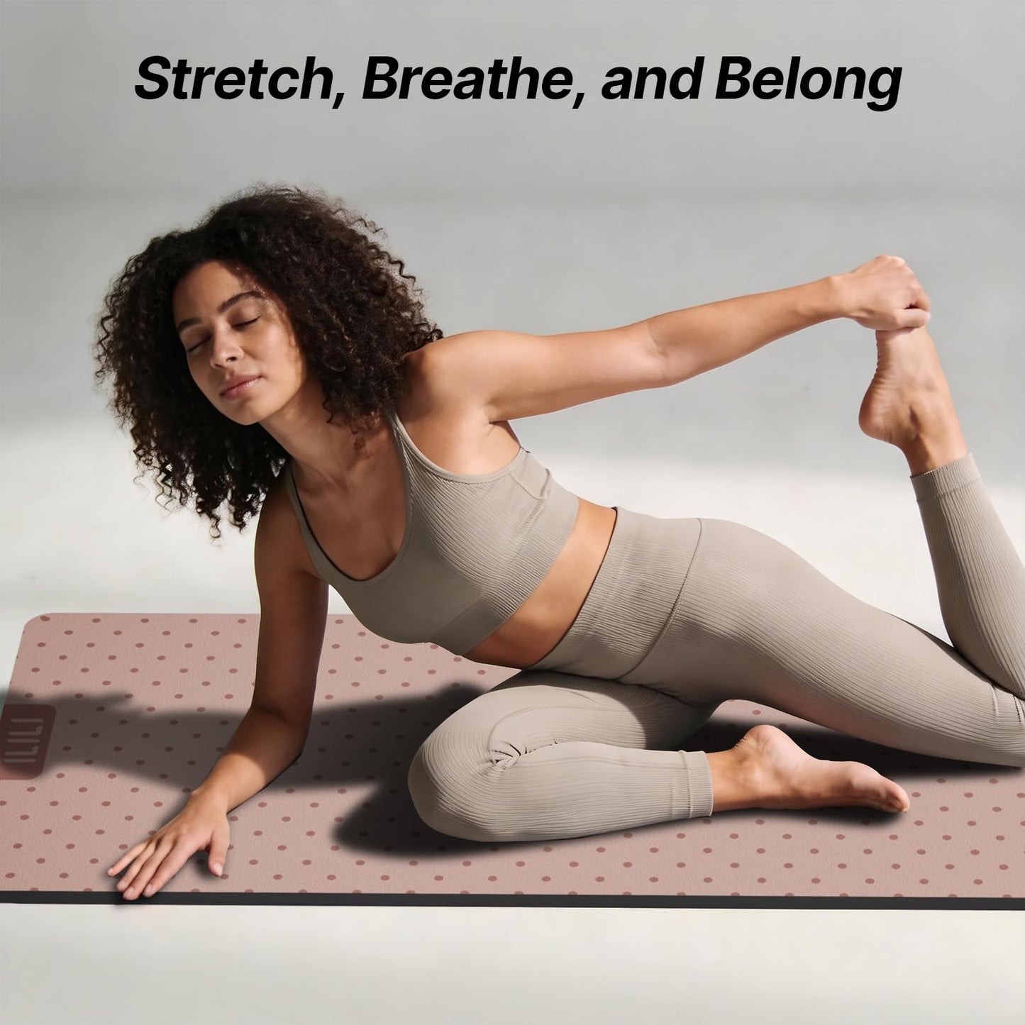 ILILI Yoga Mat 10mm Thick, Suede&TPE Exercise Mat, 76"L*28"W Extra Long, 0.4 Inches Soft and Comfortable, 193*70cm Fitness Mat with Strap, Portable for Yoga, Pilates, Floor Exercise, Home and Outdoor Use, Eco Friendly (Pinky Beige)