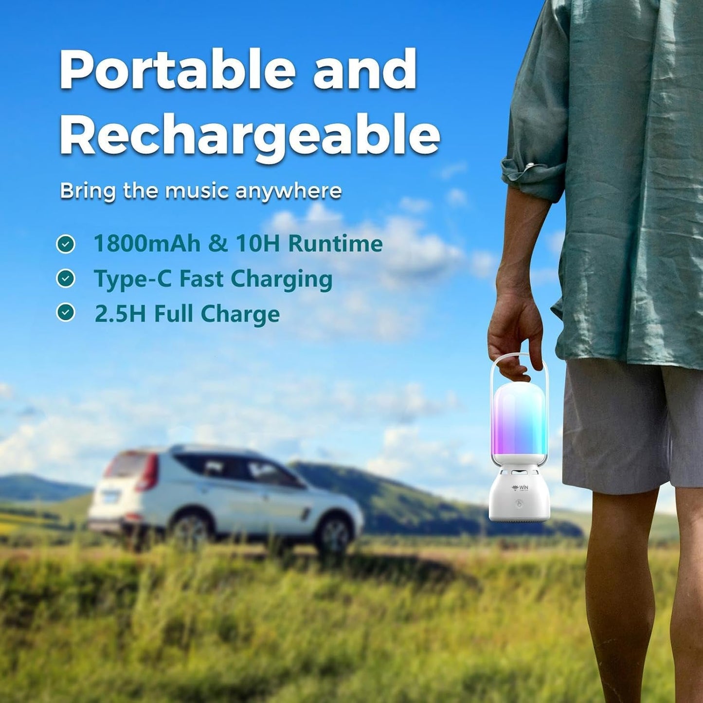 WIN FUNNY LIFE 3-Gear 11 Bluetooth Camping Lantern Speaker, LED Night Light, Modes RGB Colorful Lantern Speaker