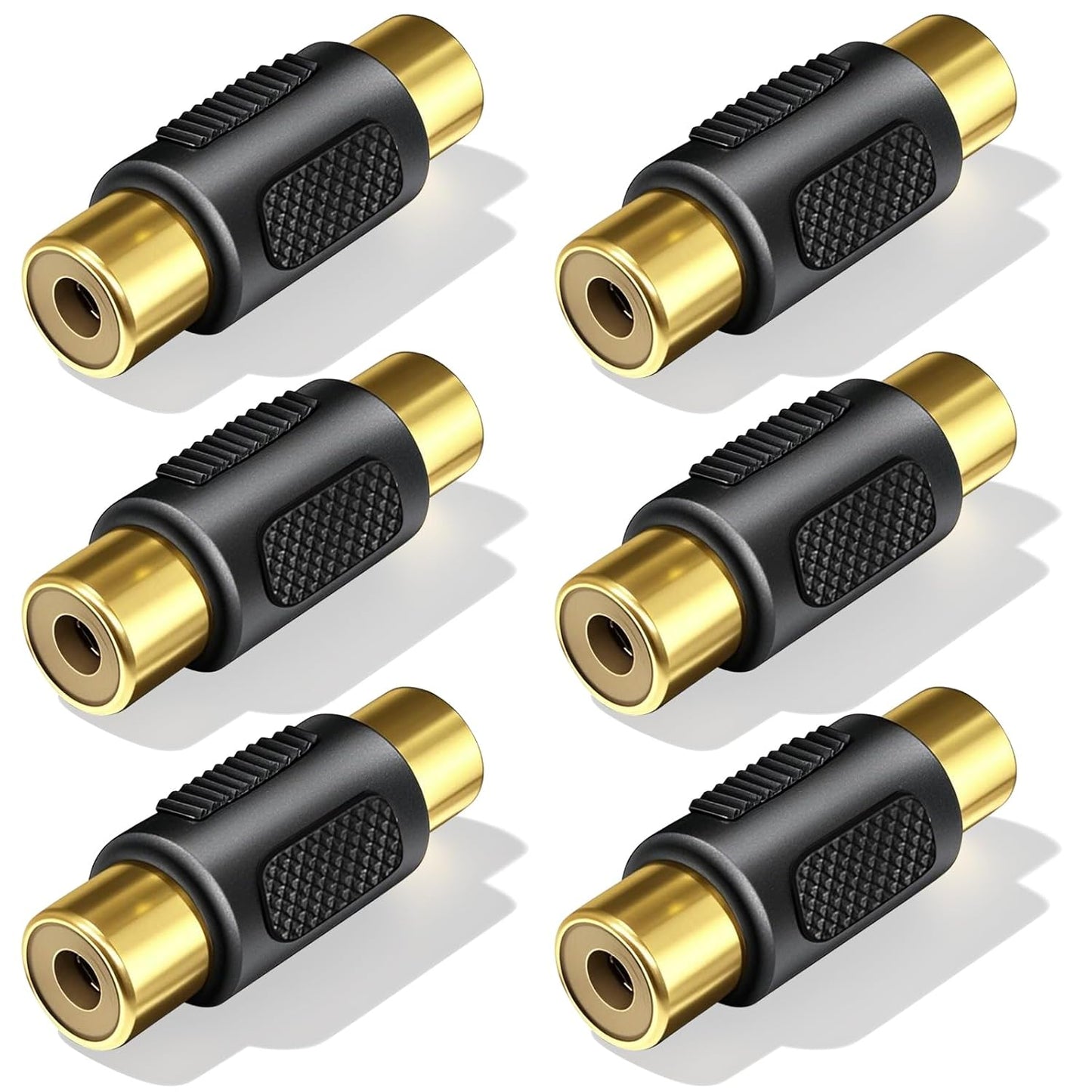 Ruichuan100 6-Pack, RCA Connector RCA Female to Female Coupler for Audio Extension, Compatible with Home Theater