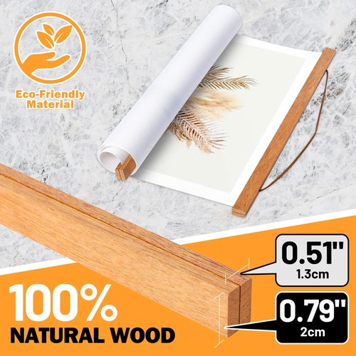 Benjia Magnetic Light Wood Poster Frame Set - 4 Pack for 20x30, 20x28, 20x24 Artwork | Teak Color