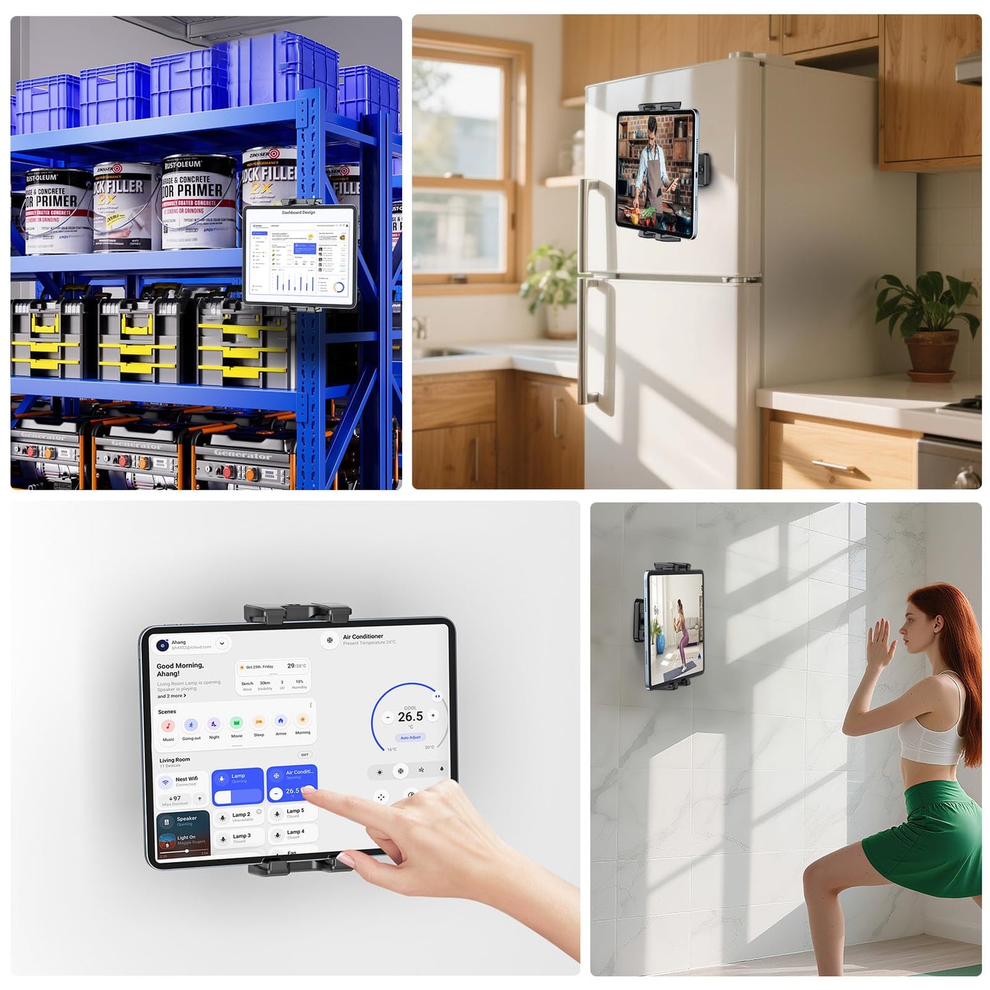OHLPRO Magnetic Tablet Wall Mount Holder for Metal Surface, Super Power Magnet iPad Wall Holder 360° Rotation fit 5"-13" Phone and Tablet Great for Cabinet/Fridges/Metal Rack/Whiteboard/Gym Equipment