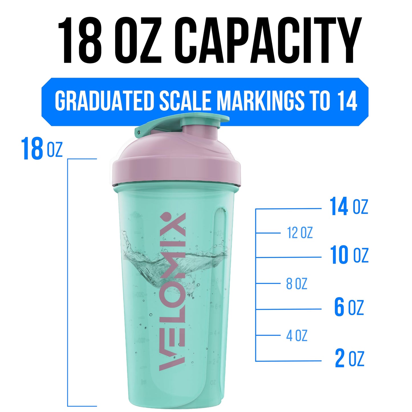 VELOMIX -3 PACK- 14 oz Protein Shaker Bottle for Protein Mixes - 3x Wire Whisk | Leak Proof Shaker Cups for Protein Shakes | Stackable Protein Shaker Bottle Pack | Dishwasher Safe (Mixed Colors)
