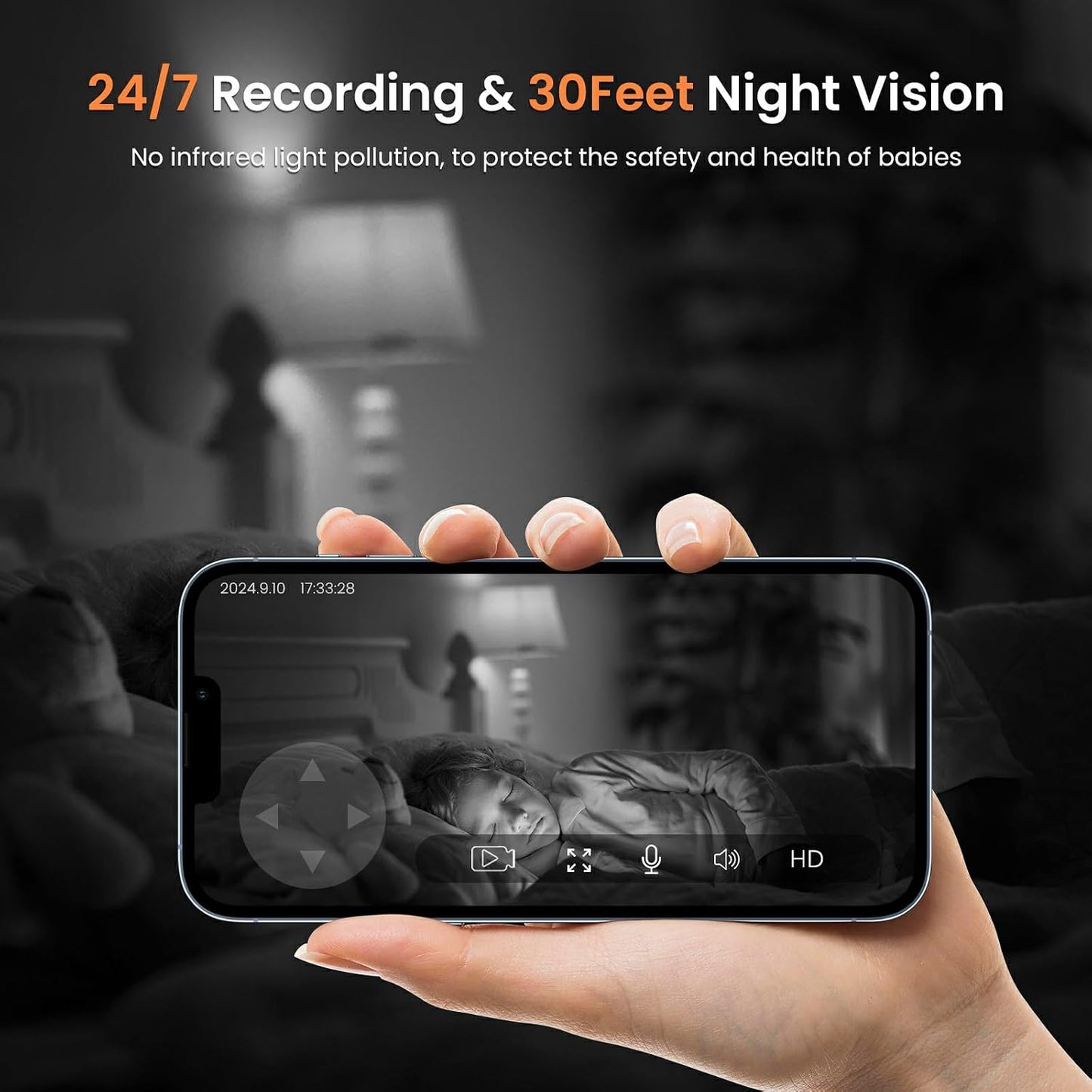 AMOROM 360, 1080p 2-Way 2.4GHz 2 Pack Indoor Camera for Home Security Pet Cameras with Pan&Tilt, Night Vision, Motion