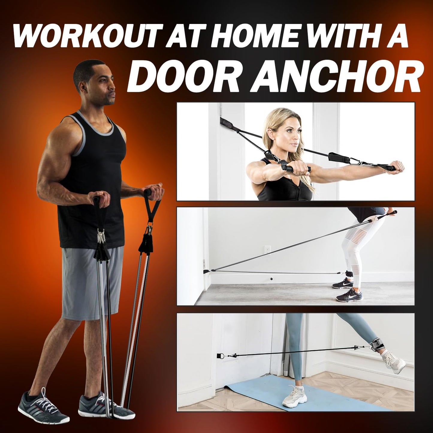 WHATAFIT Resistance Bands, Exercise Bands，Resistance Bands for Working Out, Work Out Bands with Handles for Men and Women Fitness, Strength Training Home Gym Equipment