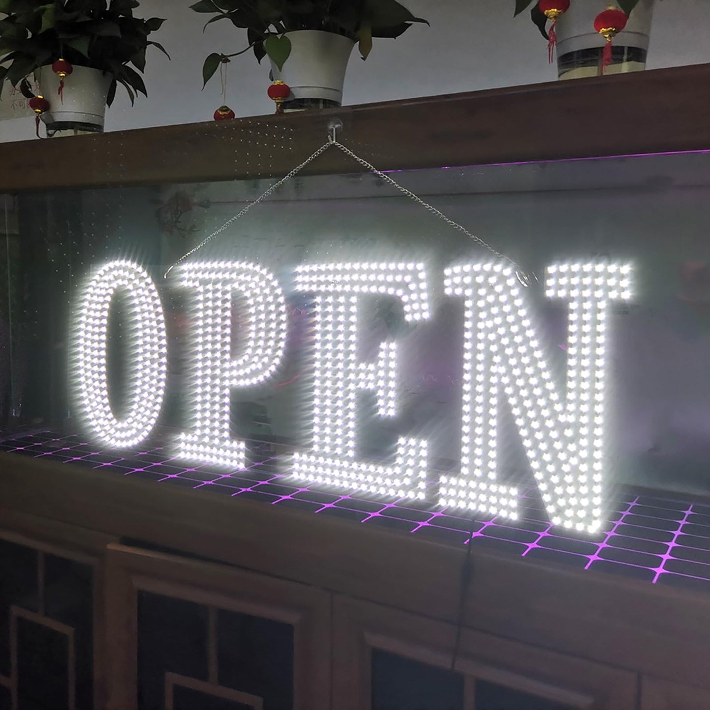 48"x17" Super Large LED Open Signs for Business with Remote Controlled, 10 Levels Brightness Adjustable Unique Design Super Bright with Chain, High Visibility for Store Bar Retail Shops Salon Office