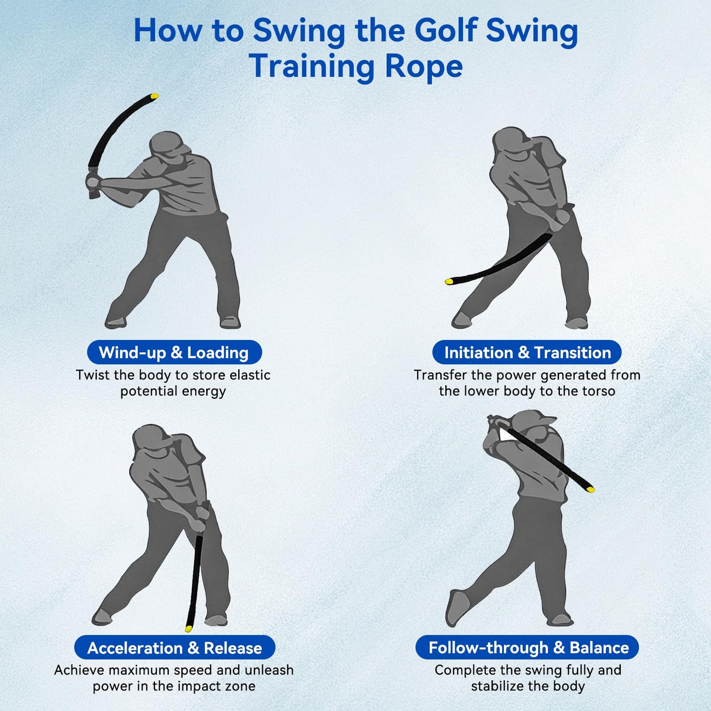 MIKOSI Weighted Golf Rope Swing Trainer - Swing Training Aid to Improve Tempo, Speed, Rhythm, Flexibility and Strength for All Levels, Golf Warm-Up Practice Equipment