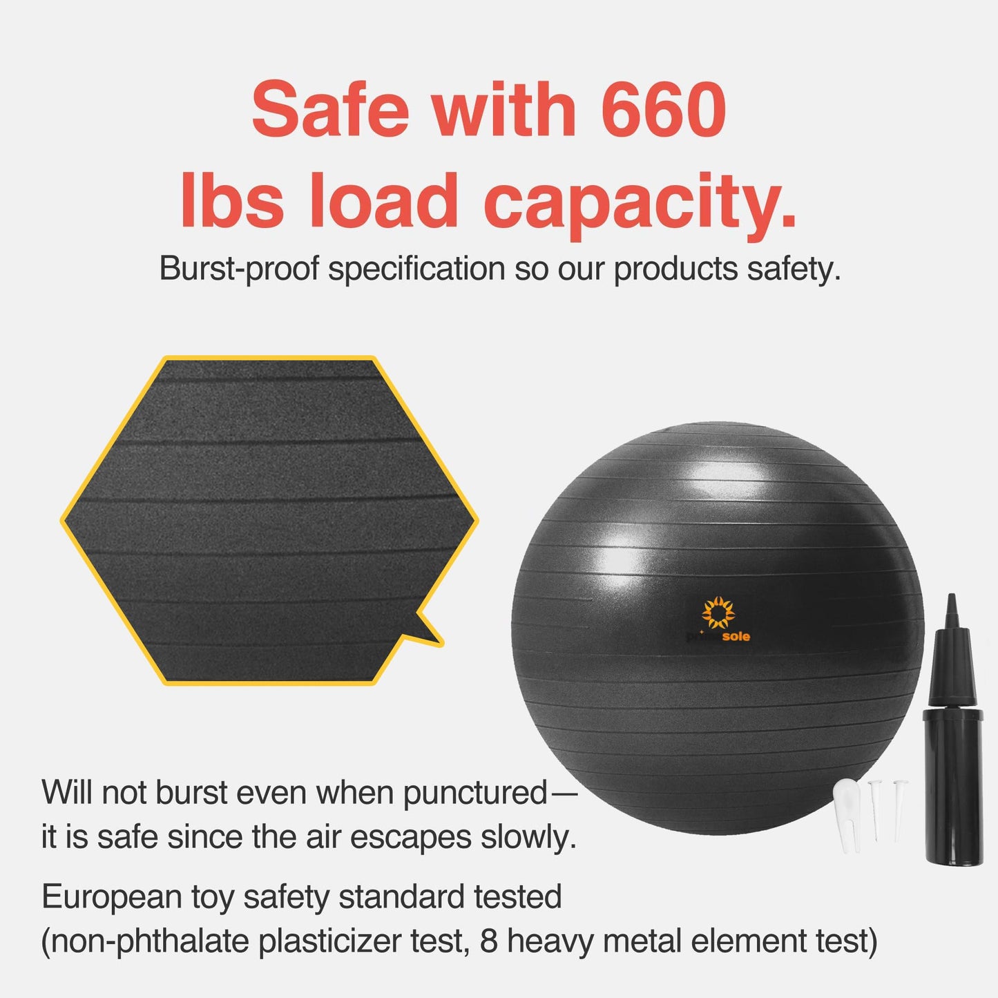 Primasole Stability Ball 55cm(21.7inch- 65cm(25.6inch) Diameter Thickened Yoga for Pregnancy & Exercise - Fitness Ball for Pilates, Office Chair and Birth Support.