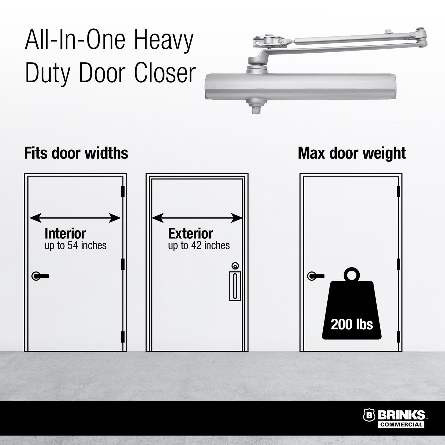 Heavy Duty All in ONE COMM Closer with MOUNTING Plate UL Listed, Aluminum (Aluminum)