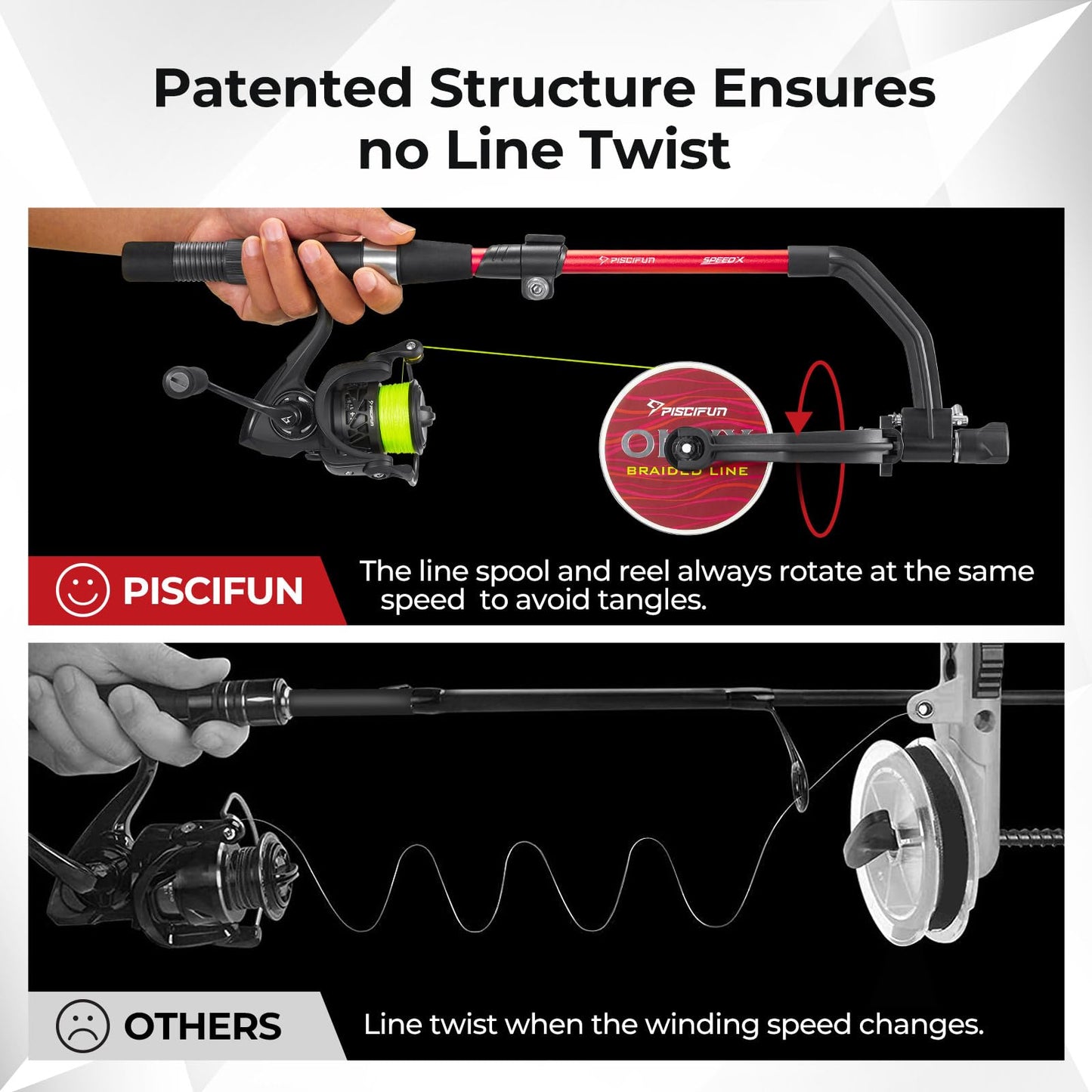 Piscifun Speed X Fishing Line Spool with Unwinding Function No Twist Line with Adjustable Aluminium Handle for Spinning Reel, Bait Reel and Spincast Reel