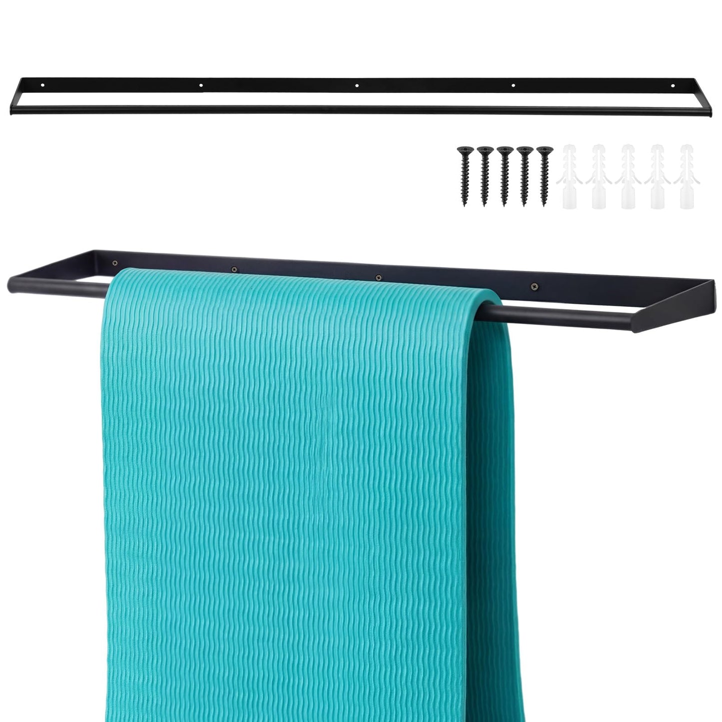 Sintuff 49 x 7 x 2 Yoga Mat Holder Hanging Mat Wall-mounted Rack Holds up to 60 Exercise Mats Holder for Home Gym, Fitness Classes, Yoga Studio