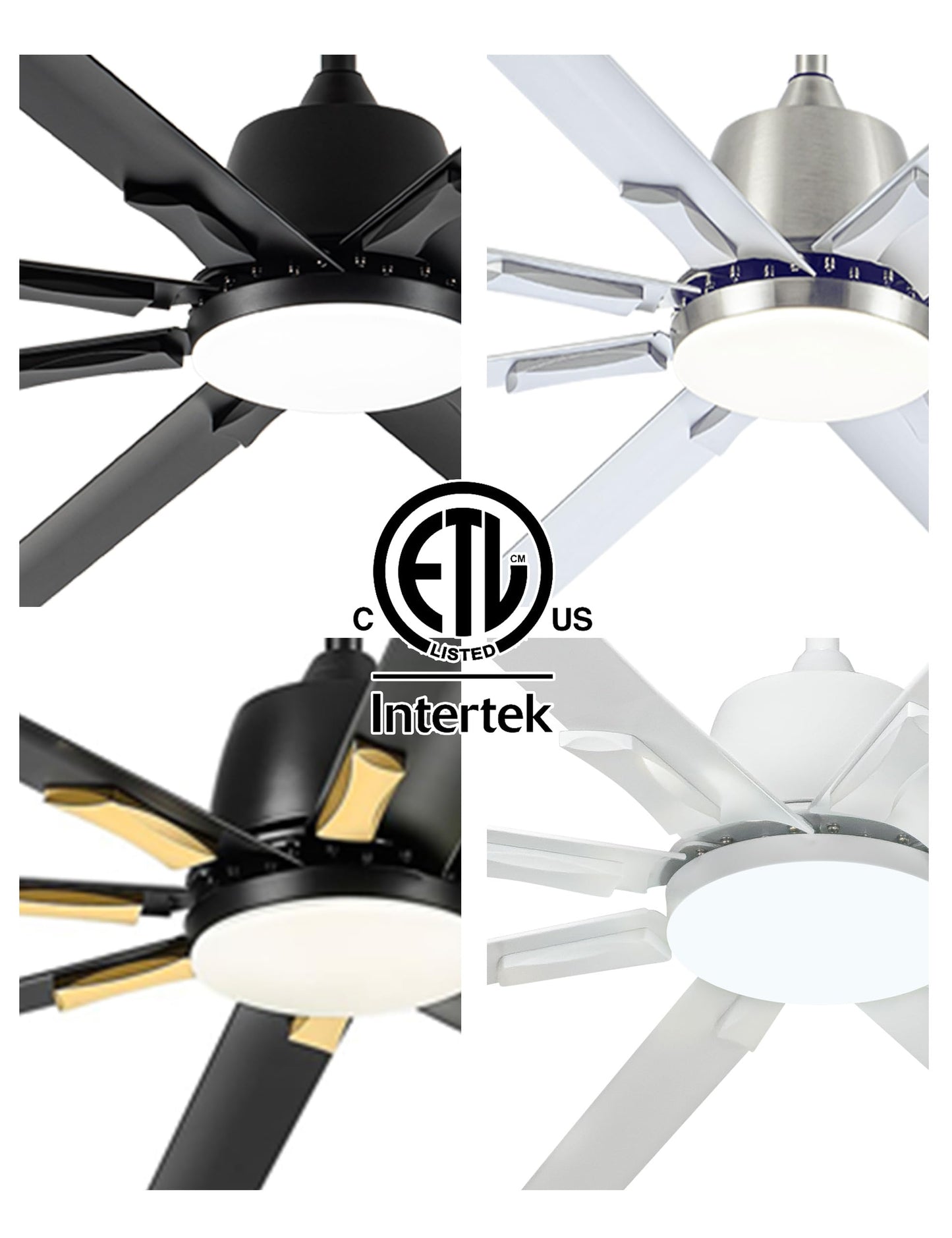 Minislak 72 Inch Ceiling Fan with Light,Industrial Ceiling Fan with 8 Black Aluminium Blades,Smart Fan Compatible with Alexa,Garage Outdoor Indoor Fan for Patio and Living Room