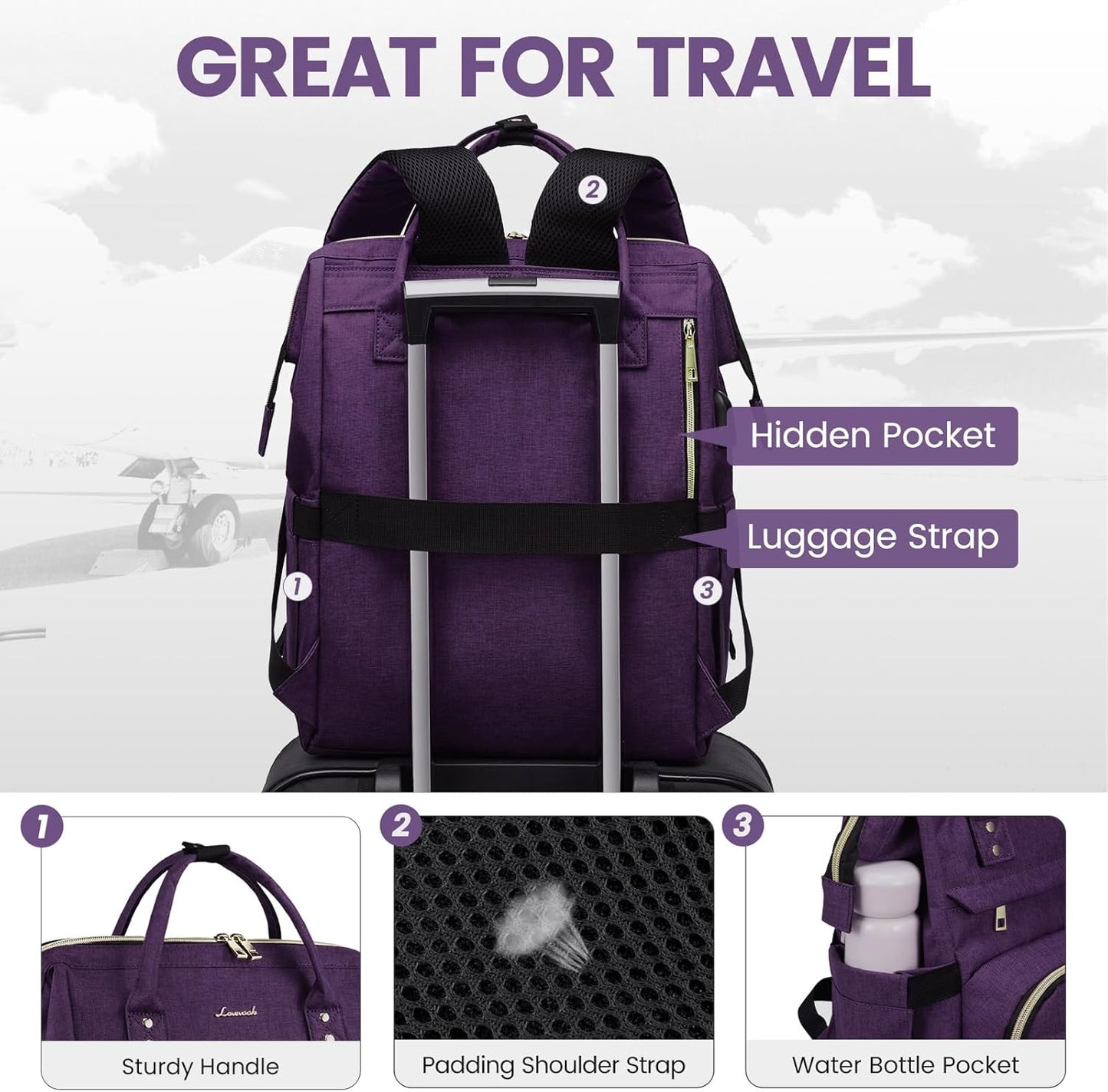 Backpack Women,17 Inch Backpack Backpack,Waterproof Pack LOVEVOOK Laptop for Professional Womens Travel Purse Computer