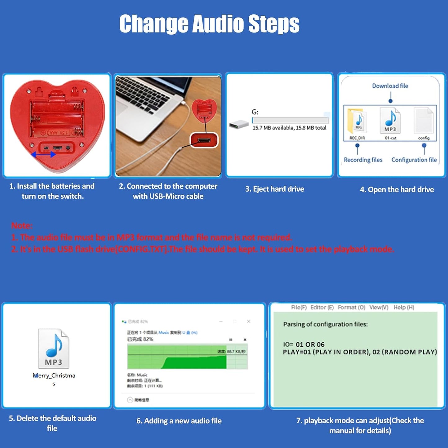 XLW 16min Voice Recorder for Stuffed Animals,Personal Voice Message Recordable Sound Recorder Chips Module for Mother's