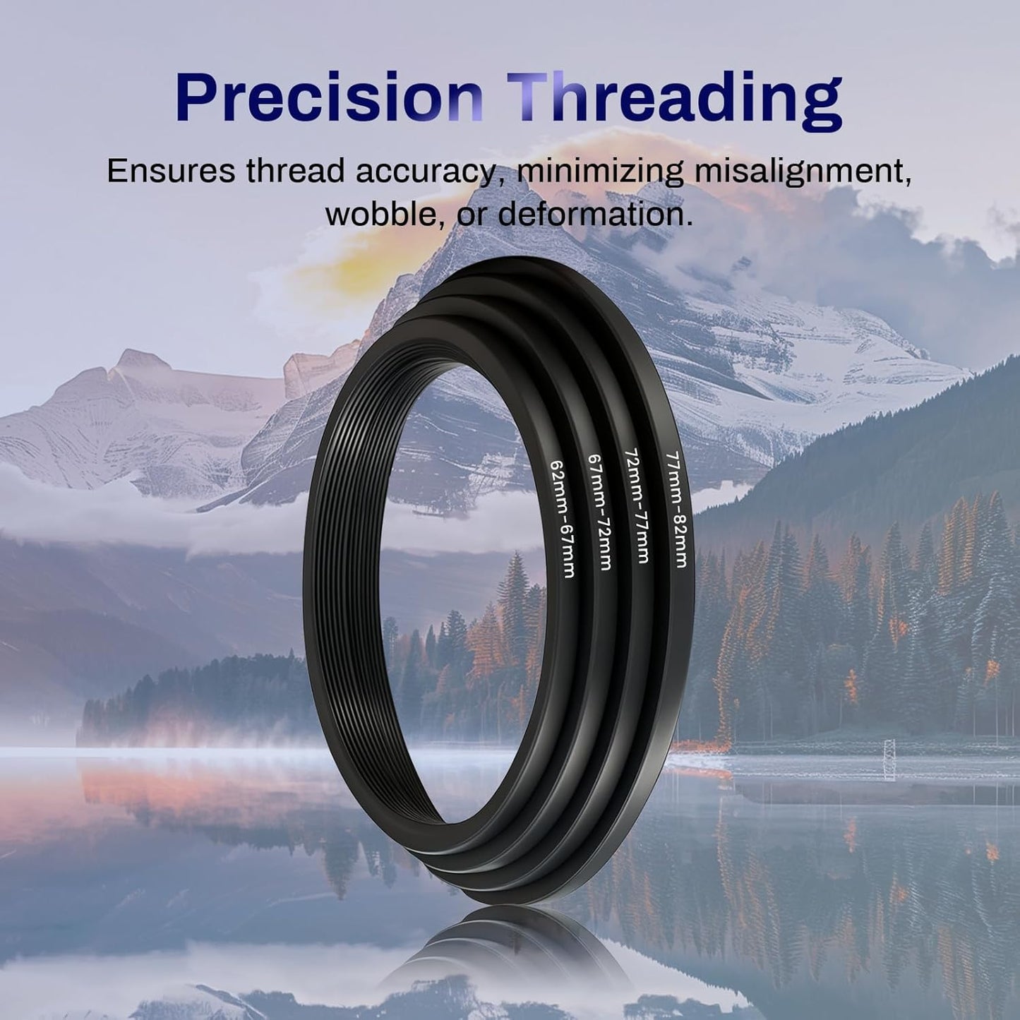 Wokyo 82mm-37mm 82mm 37mm Step Down Lens Filter Adapter Ring, Camera Lens Filter Metal Stepping Rings Kit Black