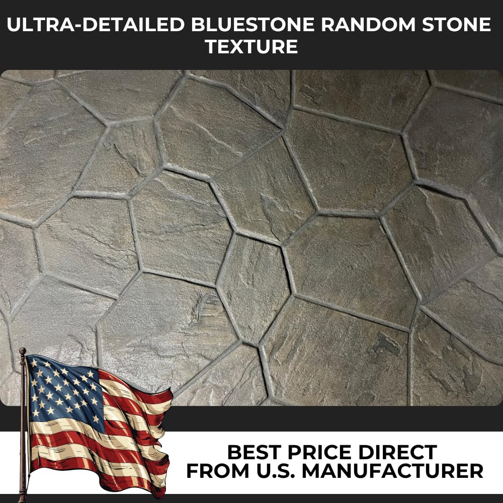 Bluestone Random Stone Concrete Stamps Set of 5 | Made in USA | 29" x 29" | Durable Rigid & Flexible Mats for Driveways, Walkways and Patios – SM 1901/S-5